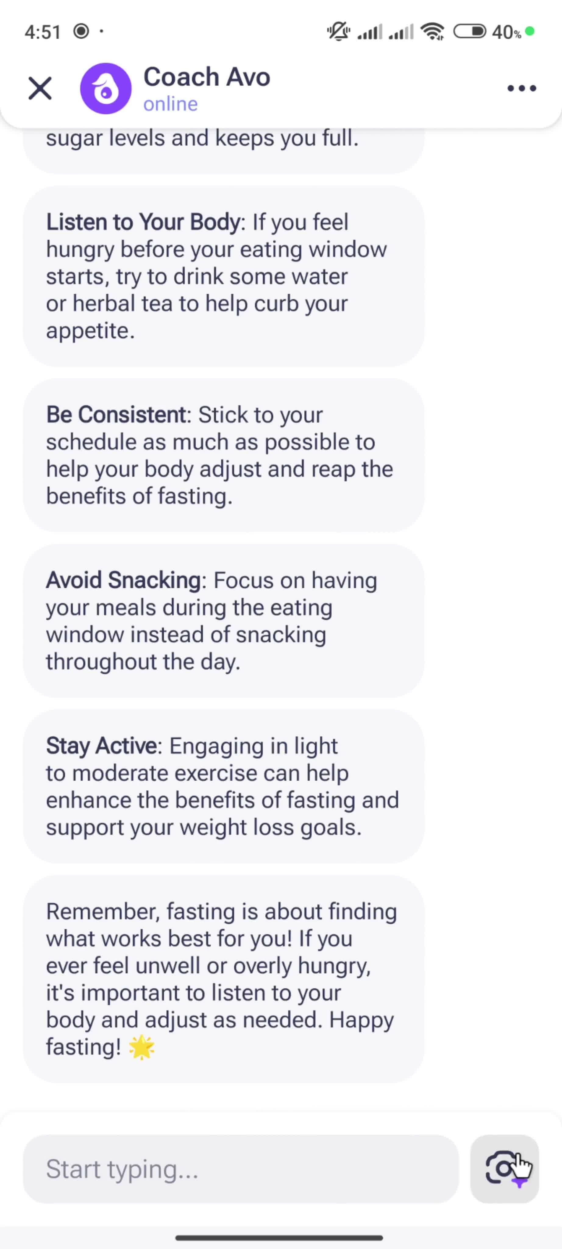Chatting with Coach Avo screenshot