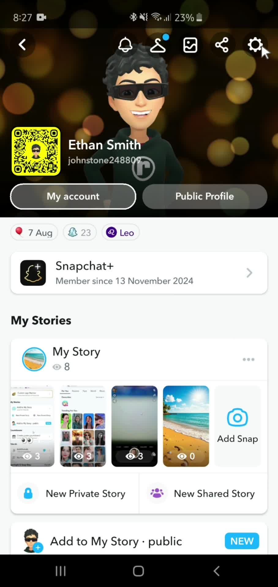 Clearing search history on Snapchat video thumbnail