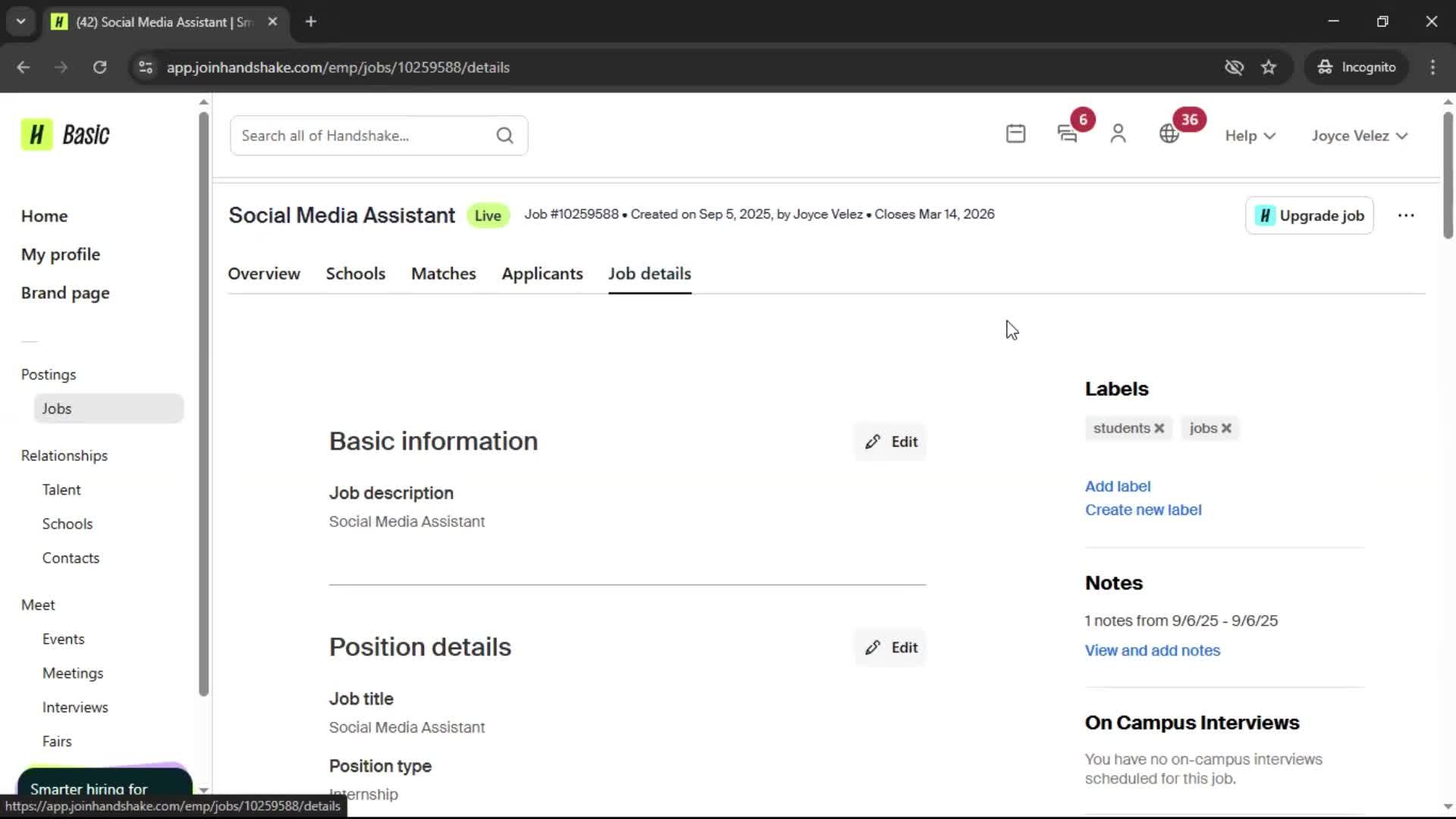 Closing job posts screenshot