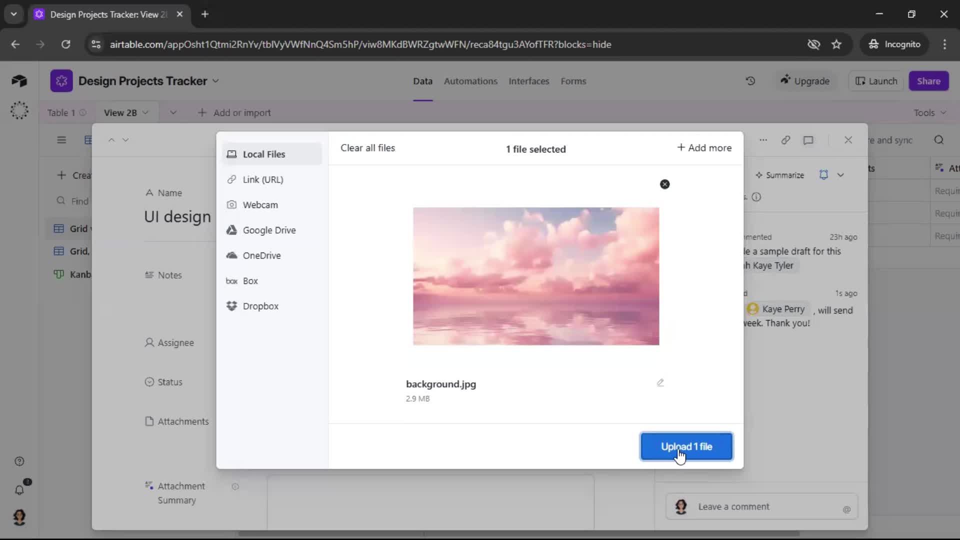 Commenting screenshot