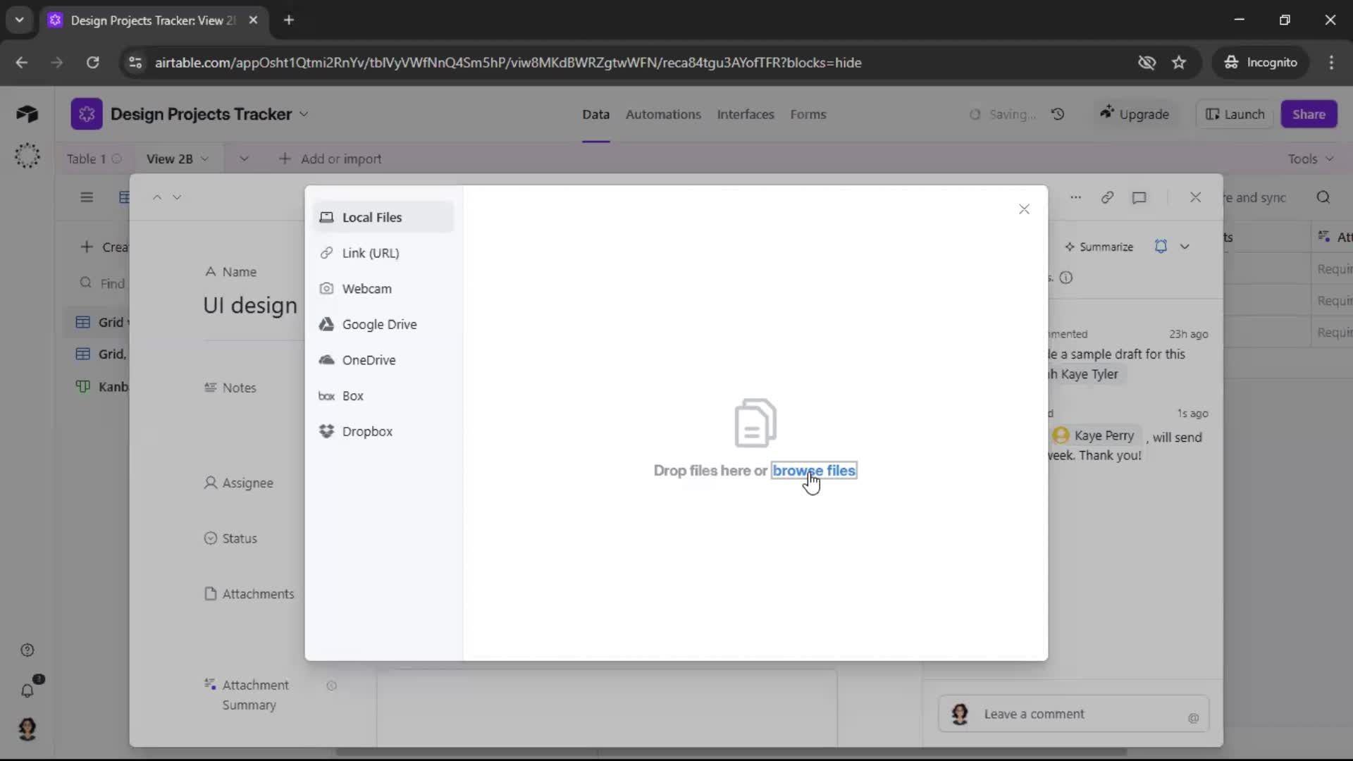 Commenting screenshot