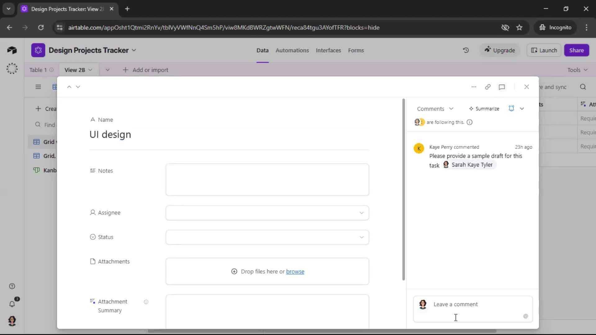Commenting screenshot