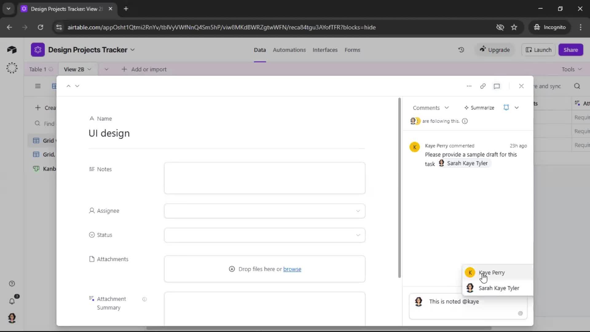 Commenting screenshot