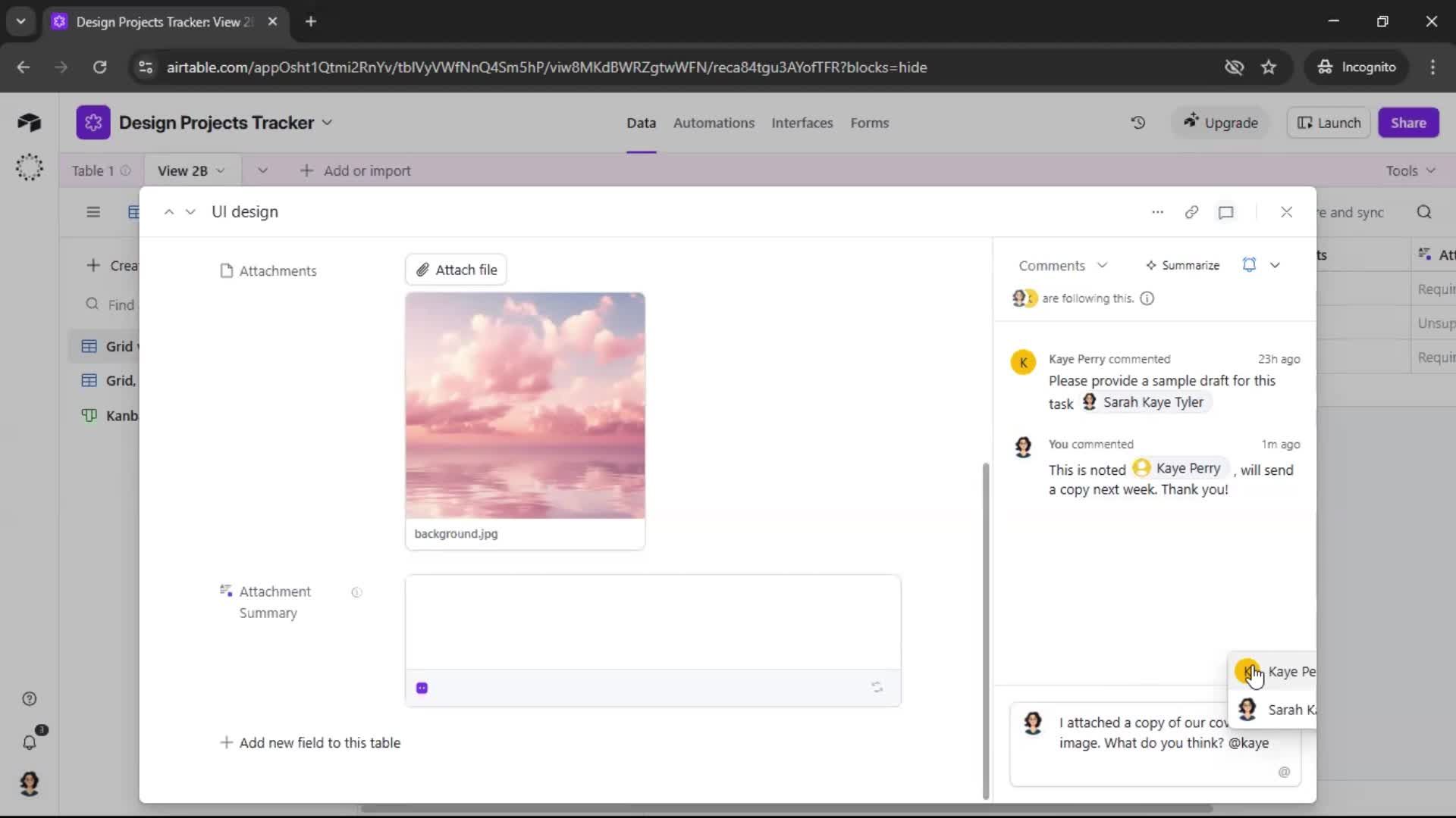 Commenting screenshot