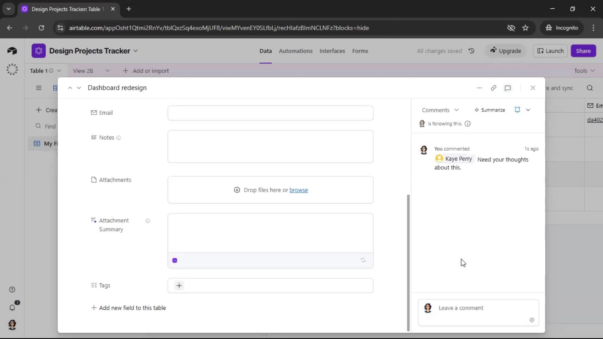 Commenting screenshot