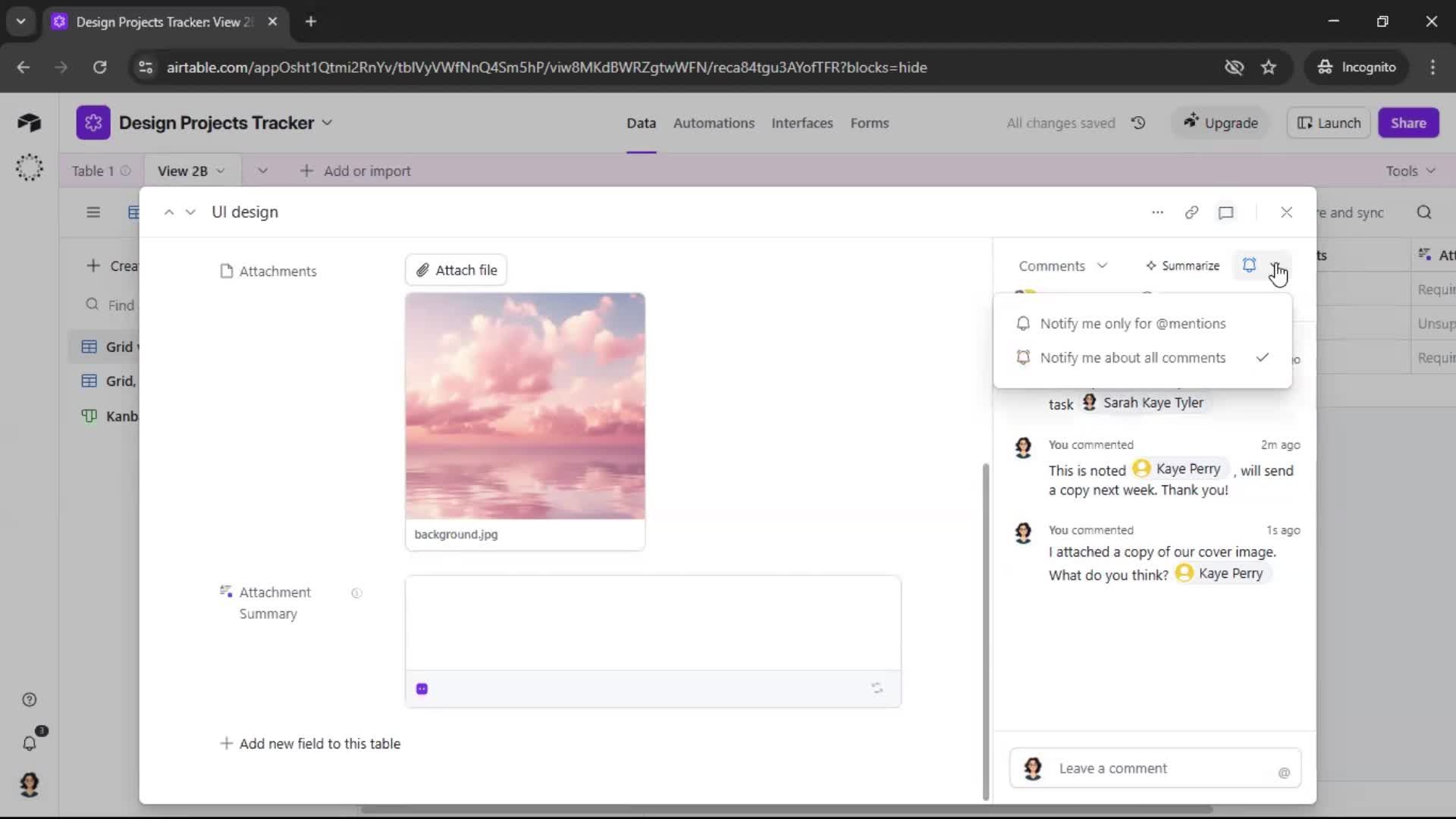 Commenting screenshot
