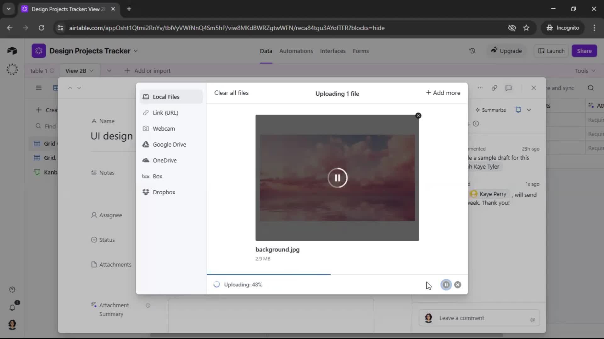 Commenting screenshot