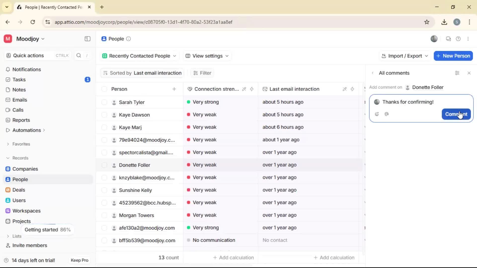 Commenting screenshot