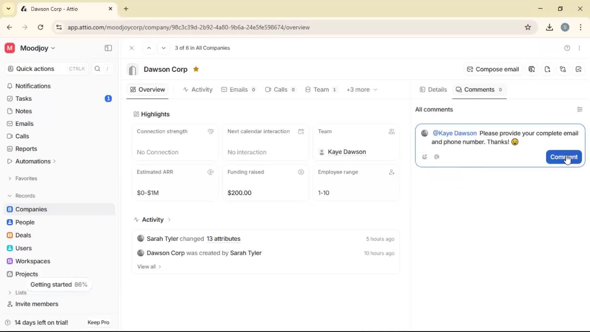 Commenting screenshot