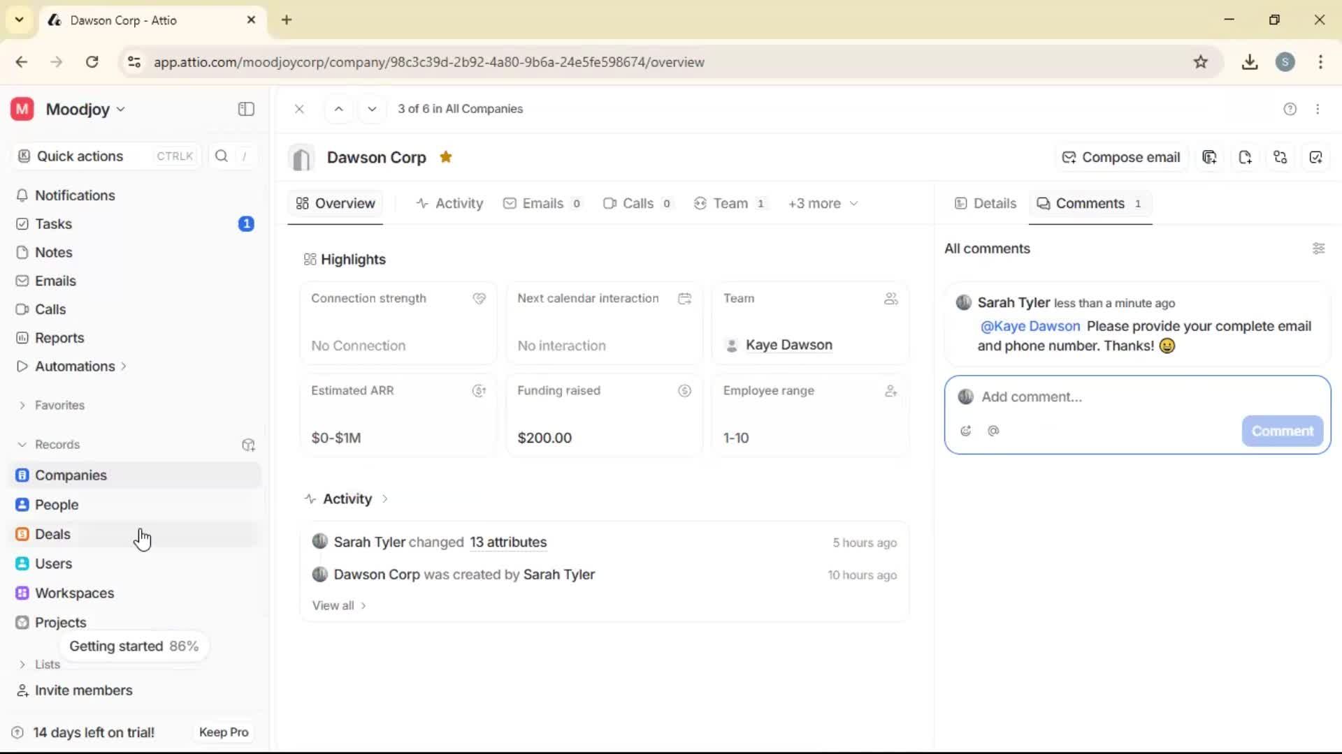 Commenting screenshot