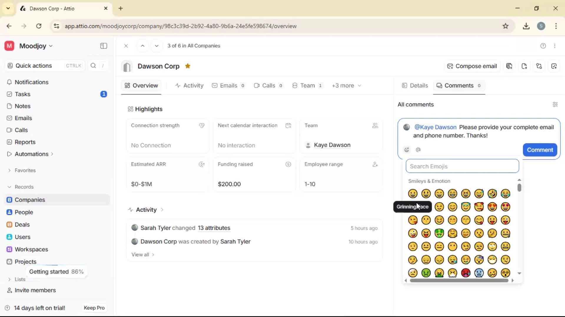 Commenting screenshot