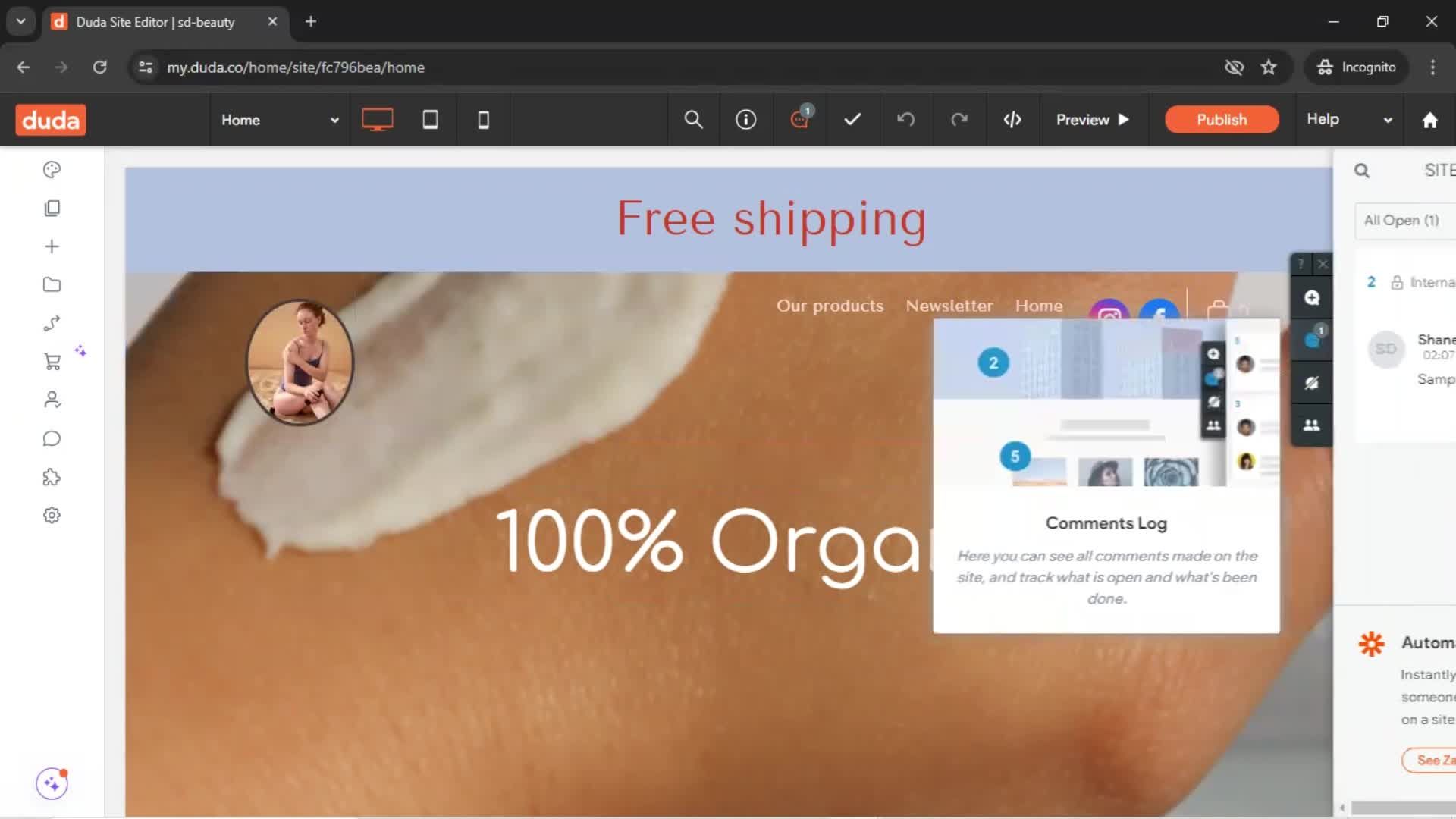 Commenting screenshot