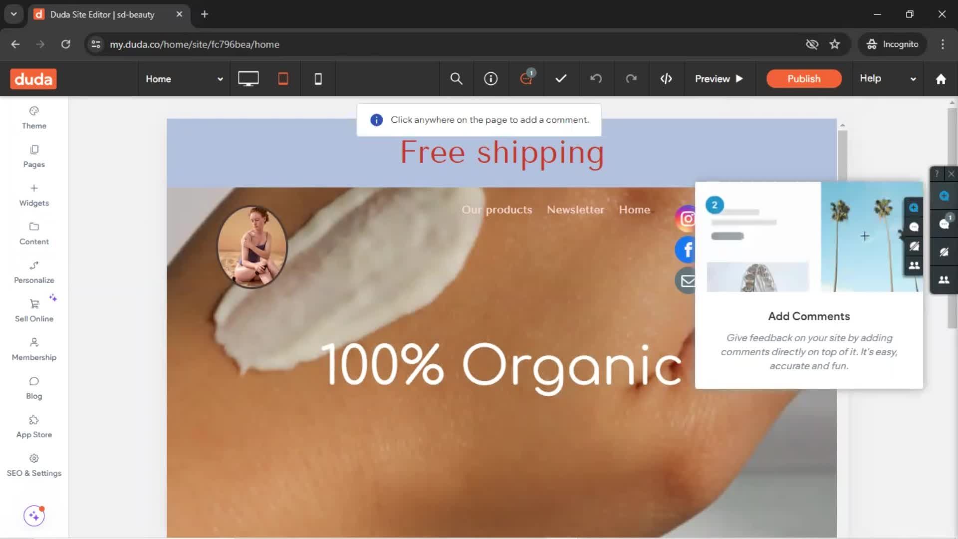 Commenting screenshot