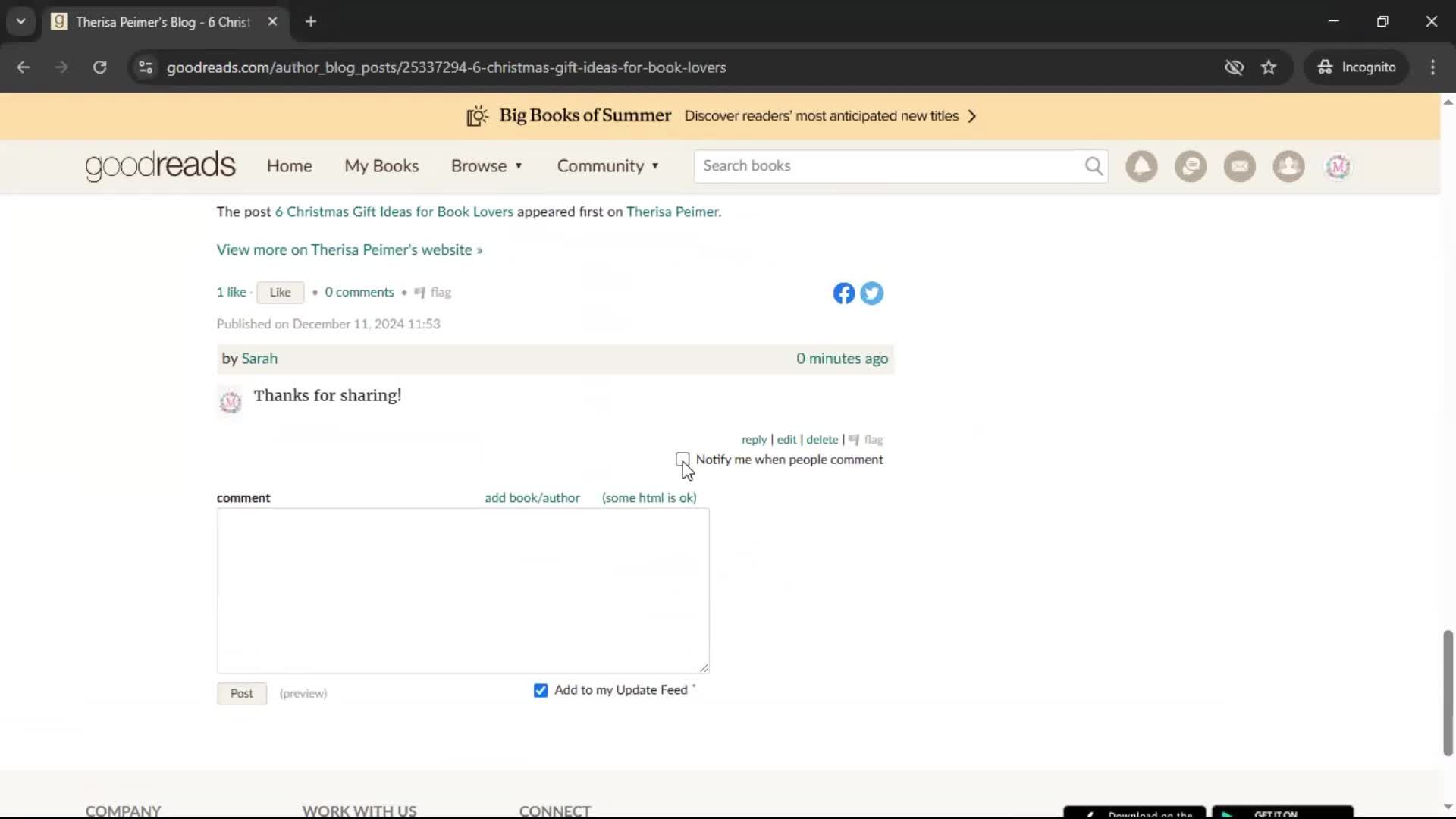 Commenting screenshot
