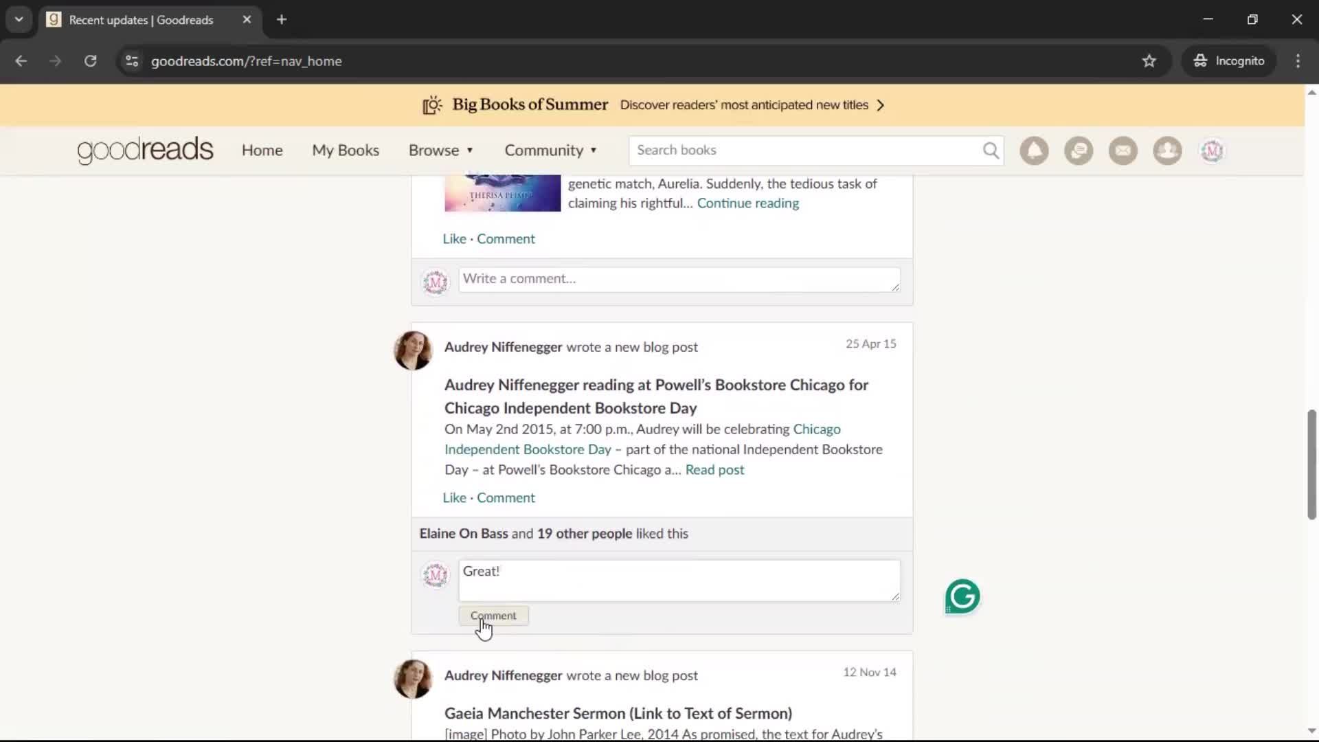 Commenting screenshot