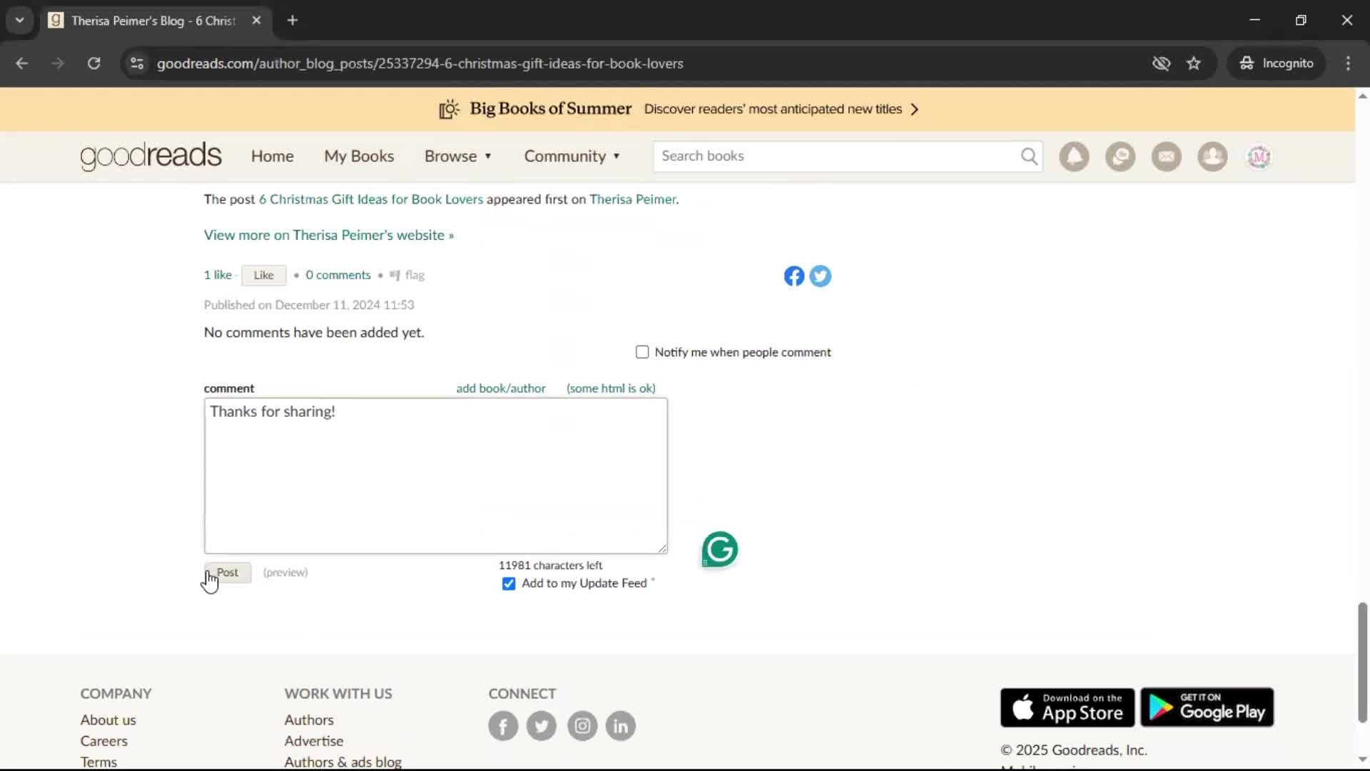 Commenting screenshot