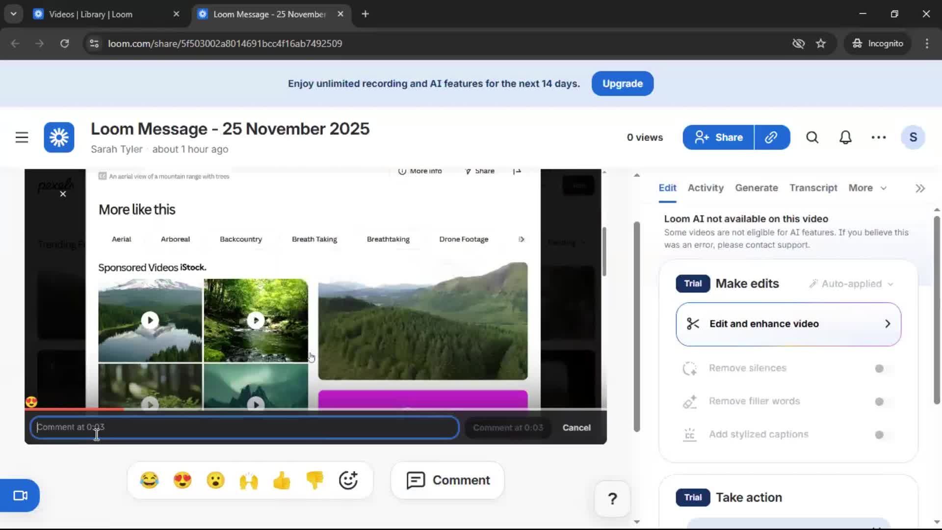 Commenting screenshot