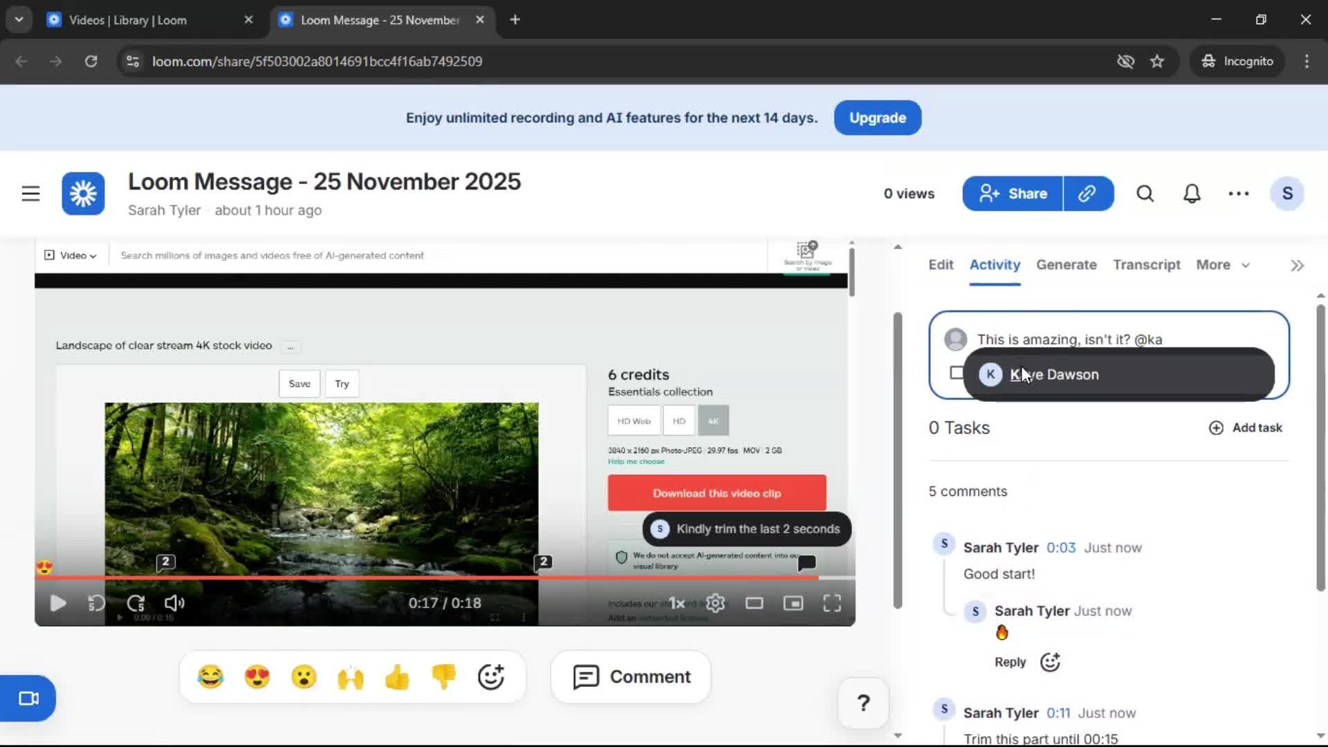 Commenting screenshot