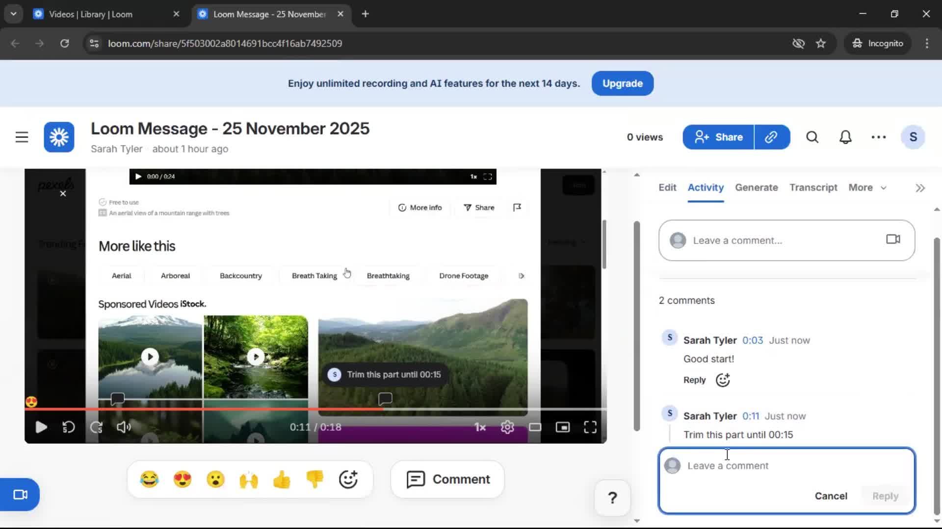 Commenting screenshot
