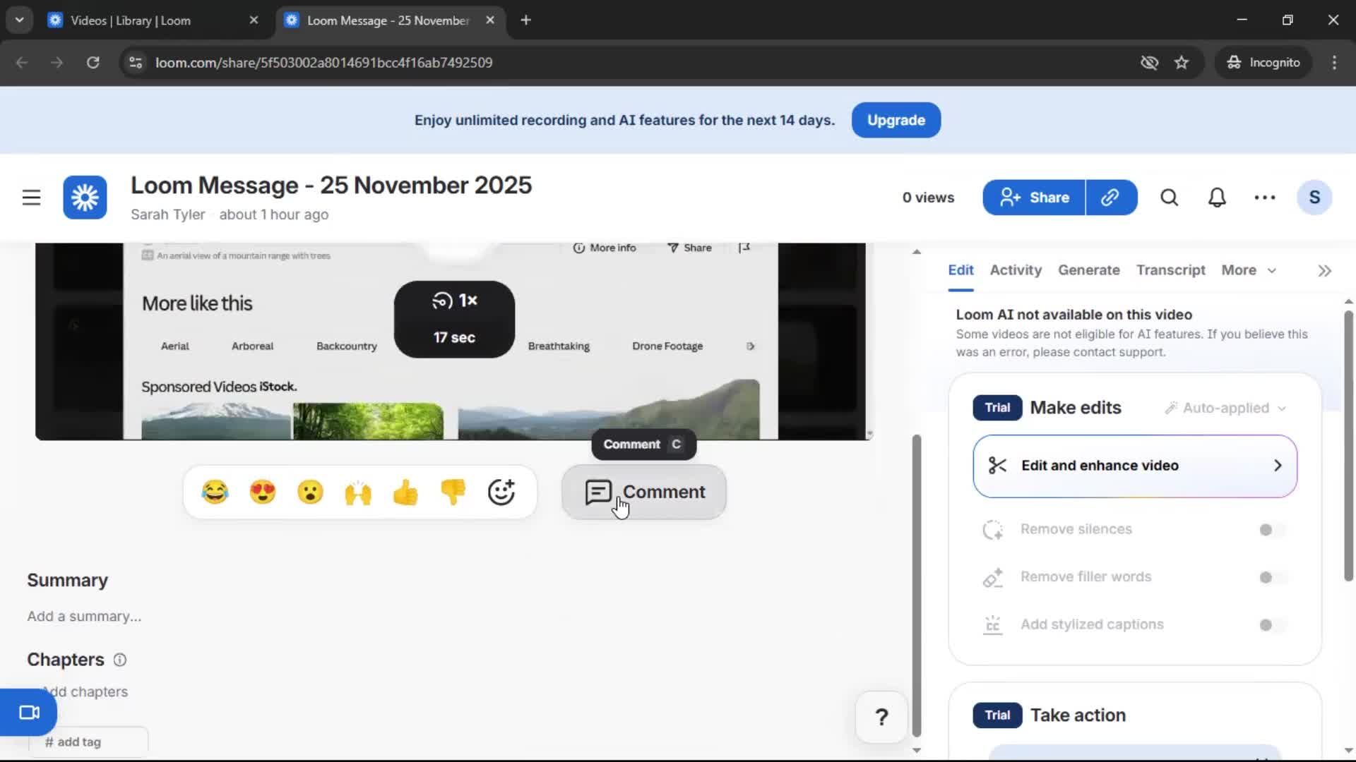 Commenting screenshot