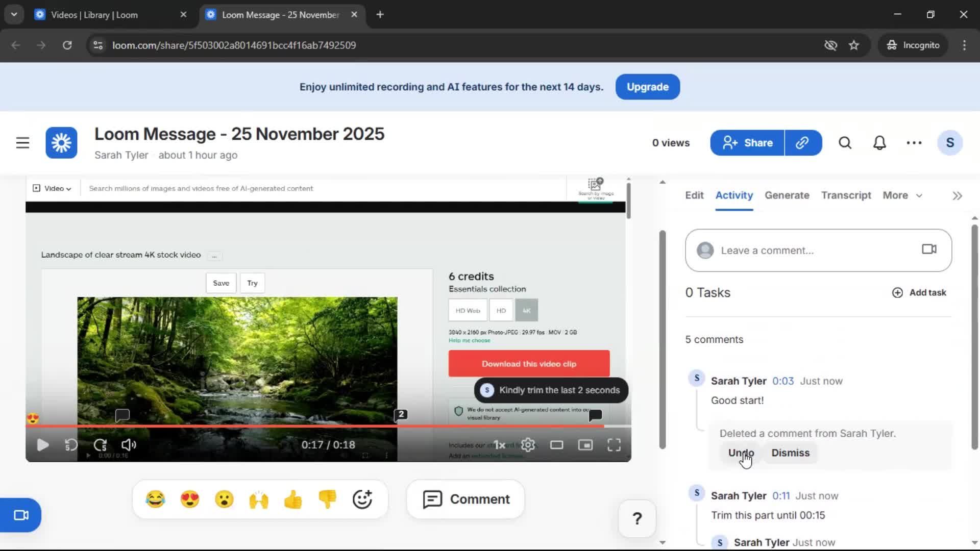 Commenting screenshot