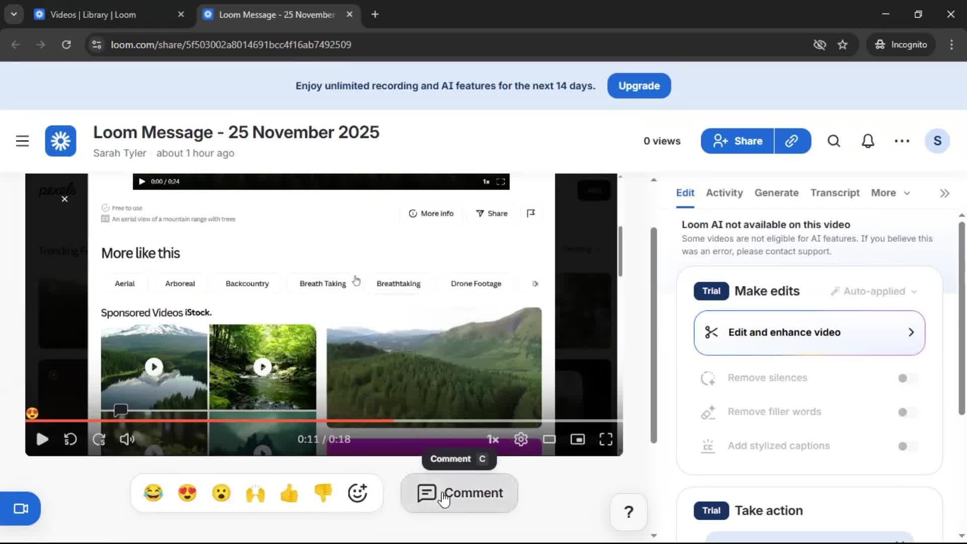 Commenting screenshot