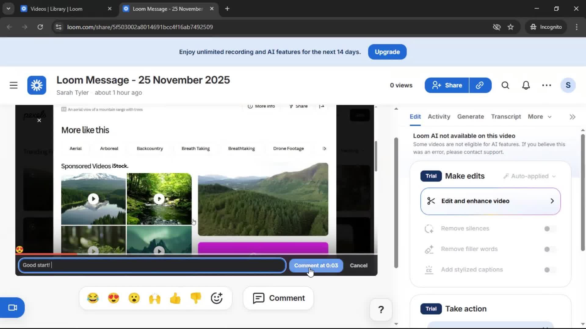 Commenting screenshot