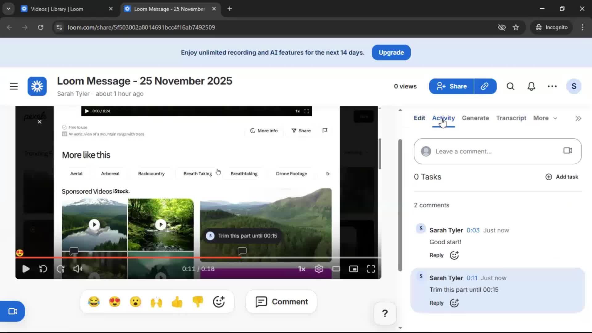 Commenting screenshot