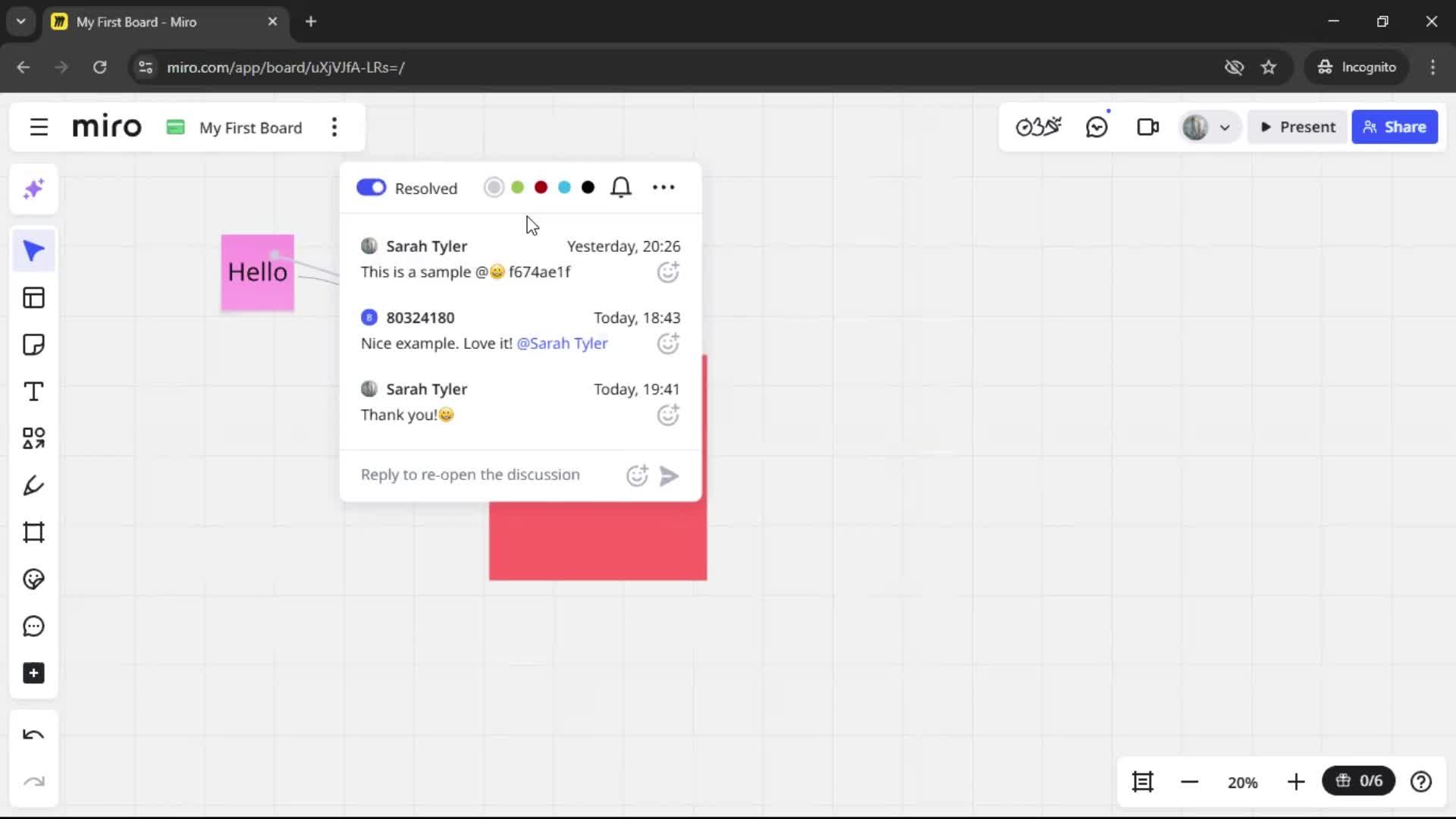 Commenting screenshot