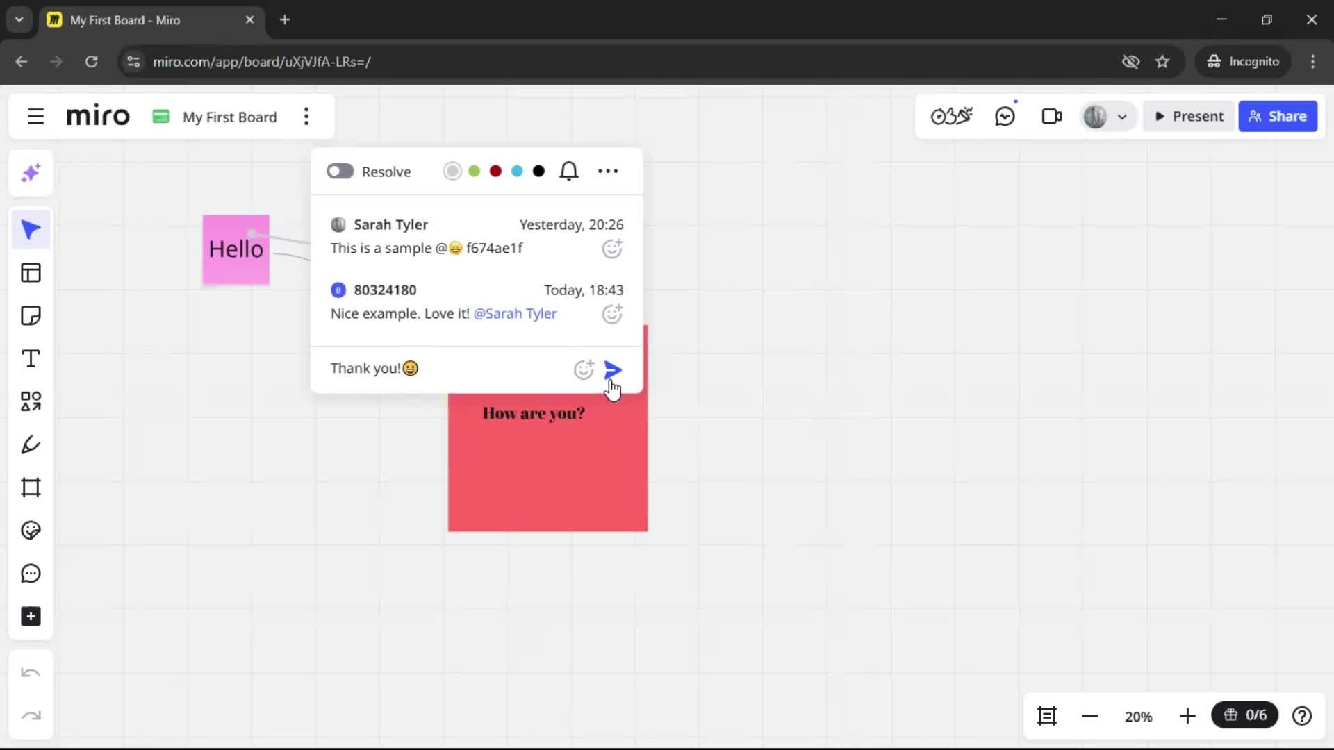 Commenting screenshot
