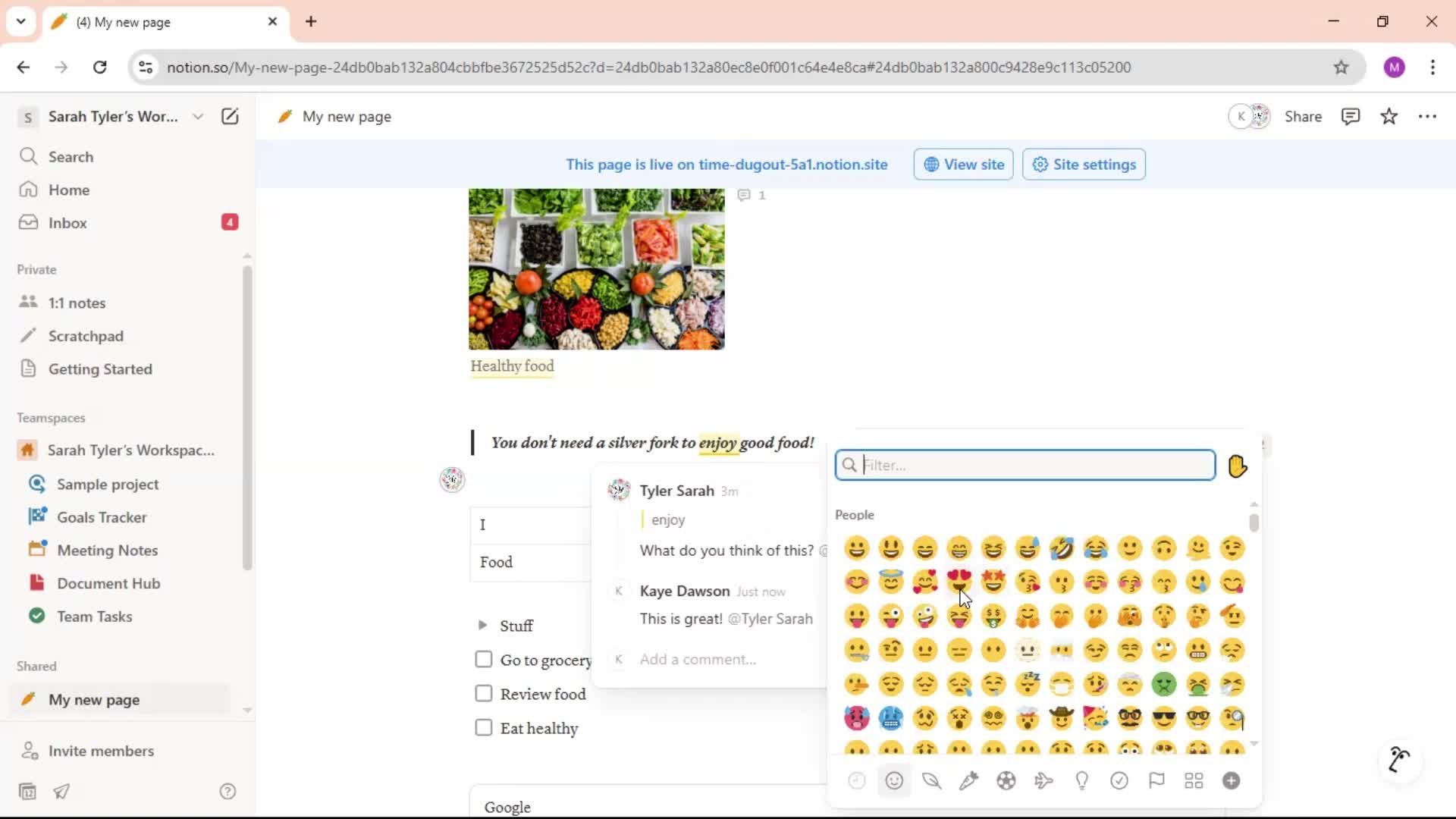 Commenting screenshot