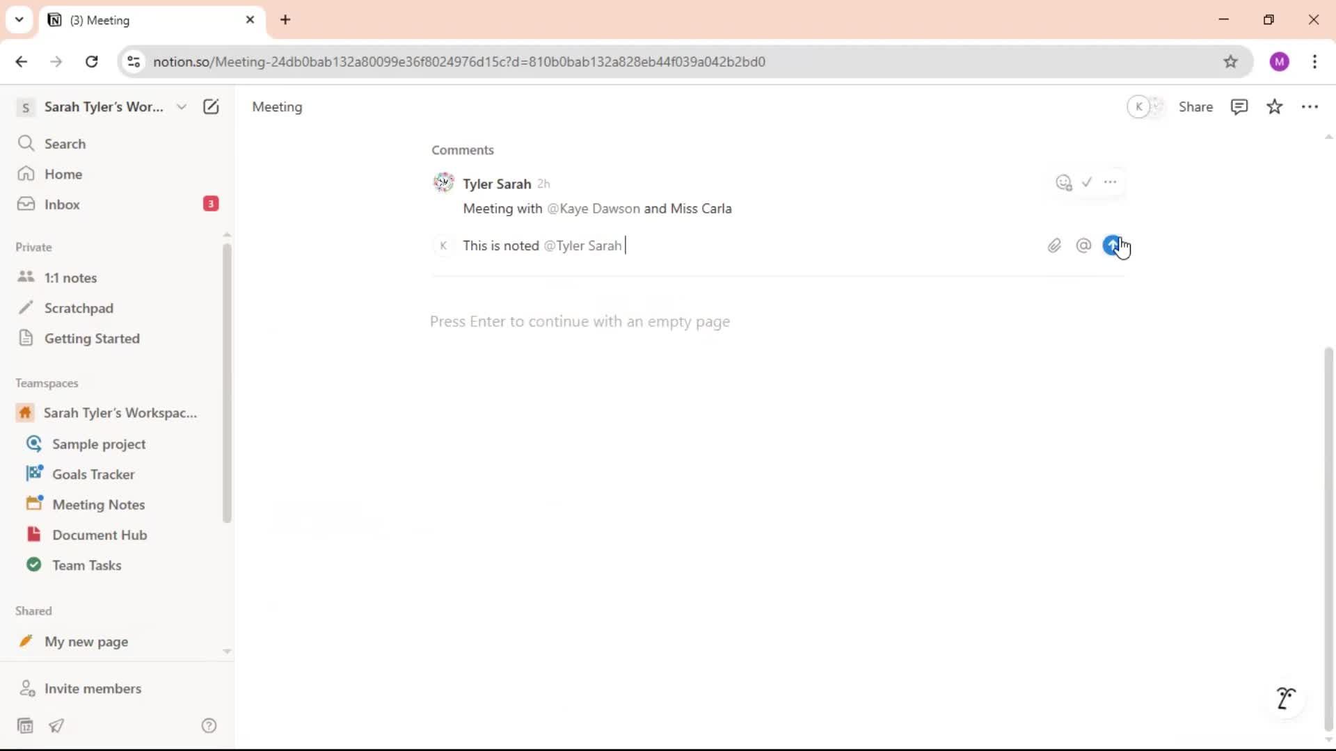 Commenting screenshot
