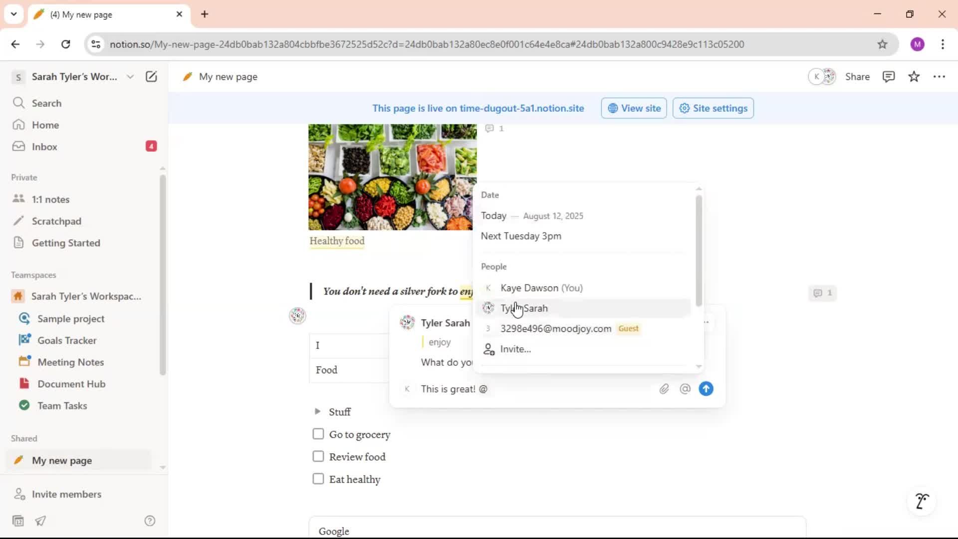 Commenting screenshot