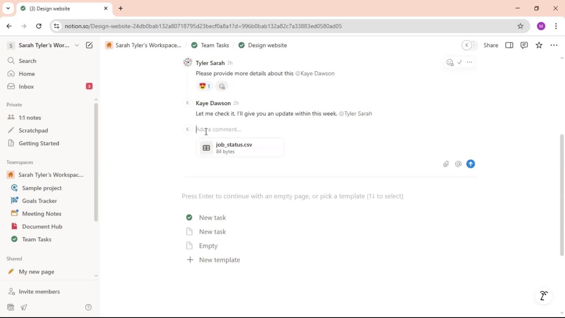 Commenting screenshot