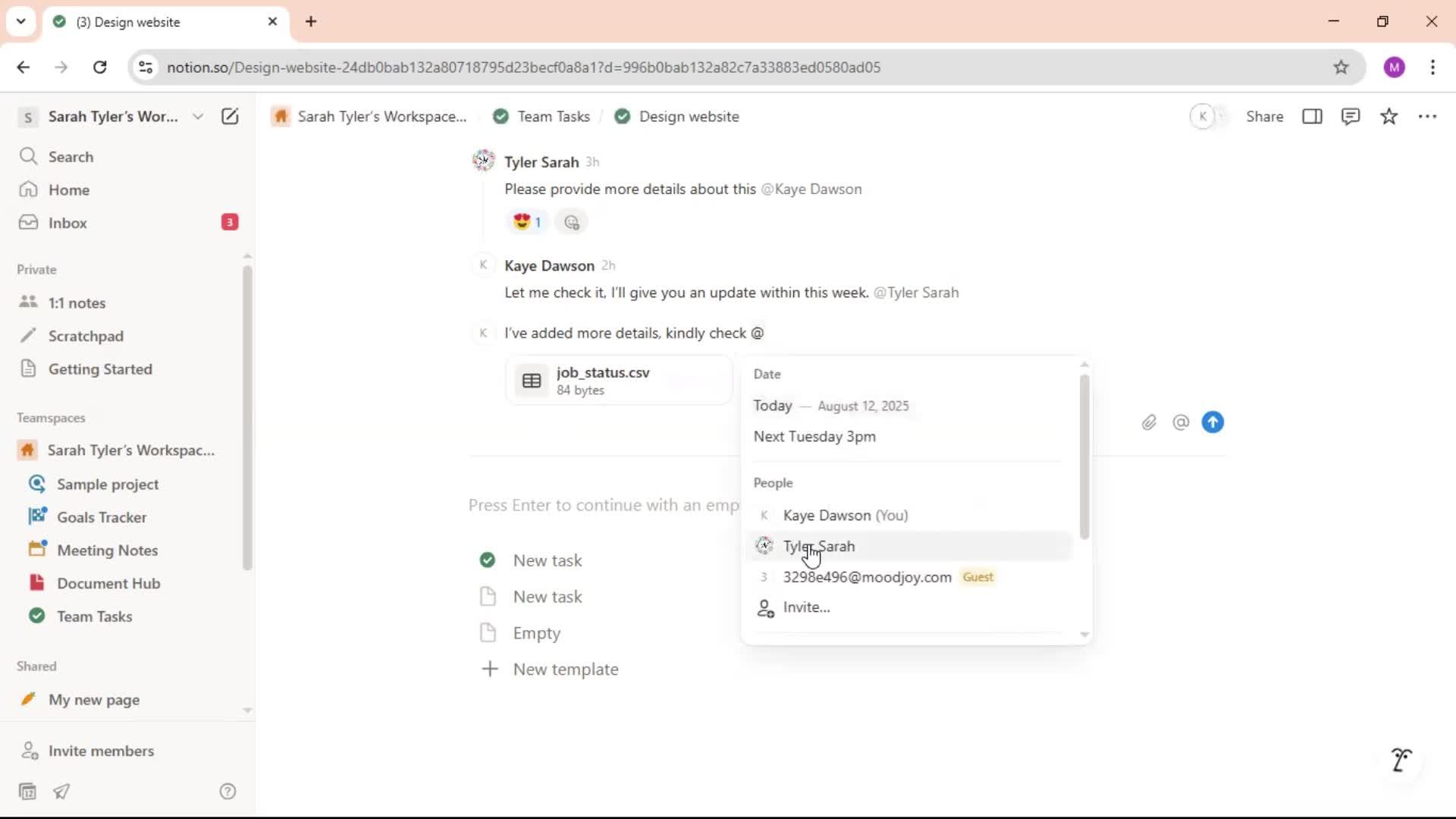 Commenting screenshot