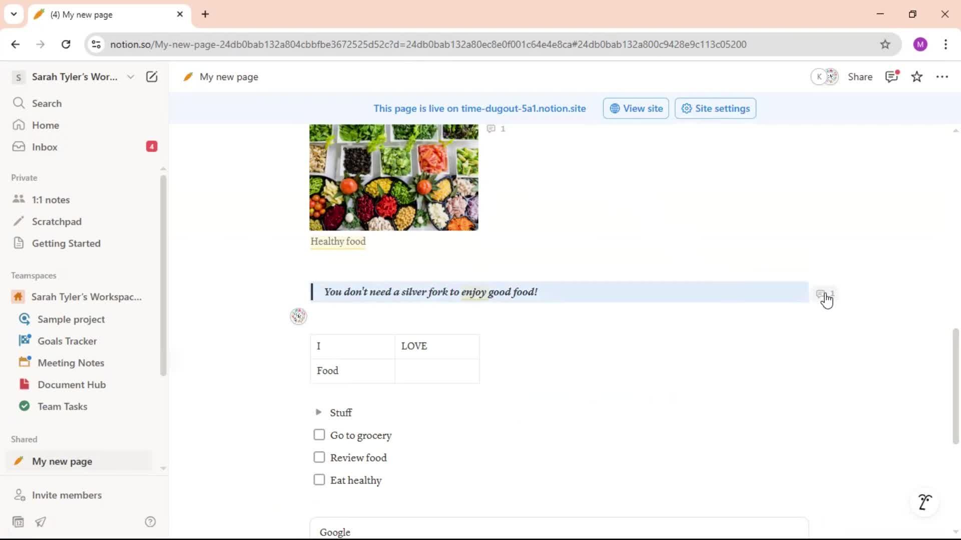 Commenting screenshot