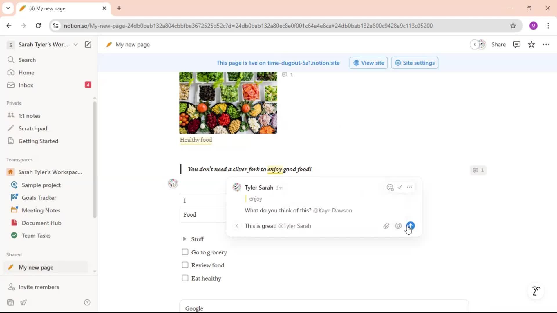 Commenting screenshot