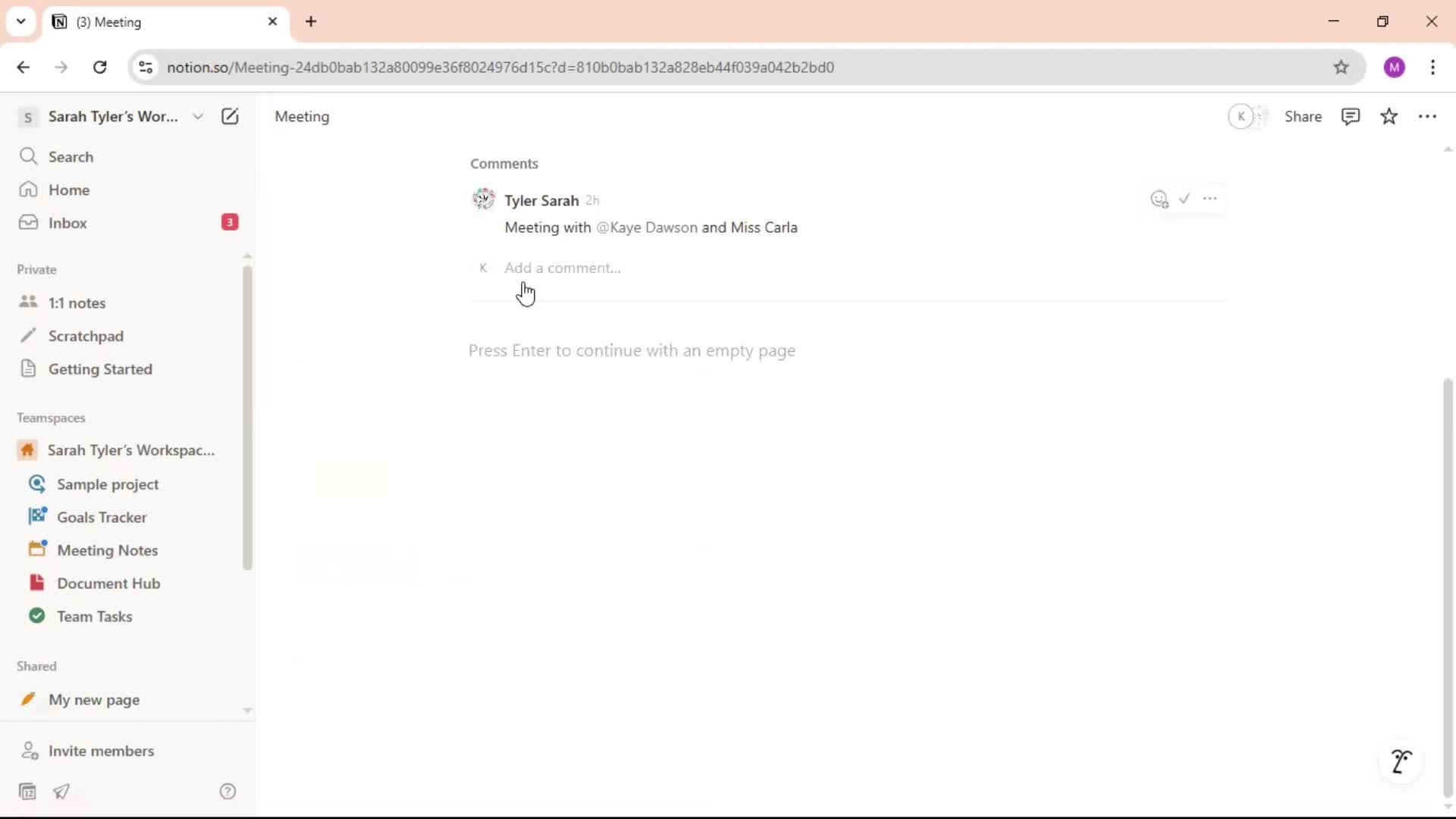 Commenting screenshot