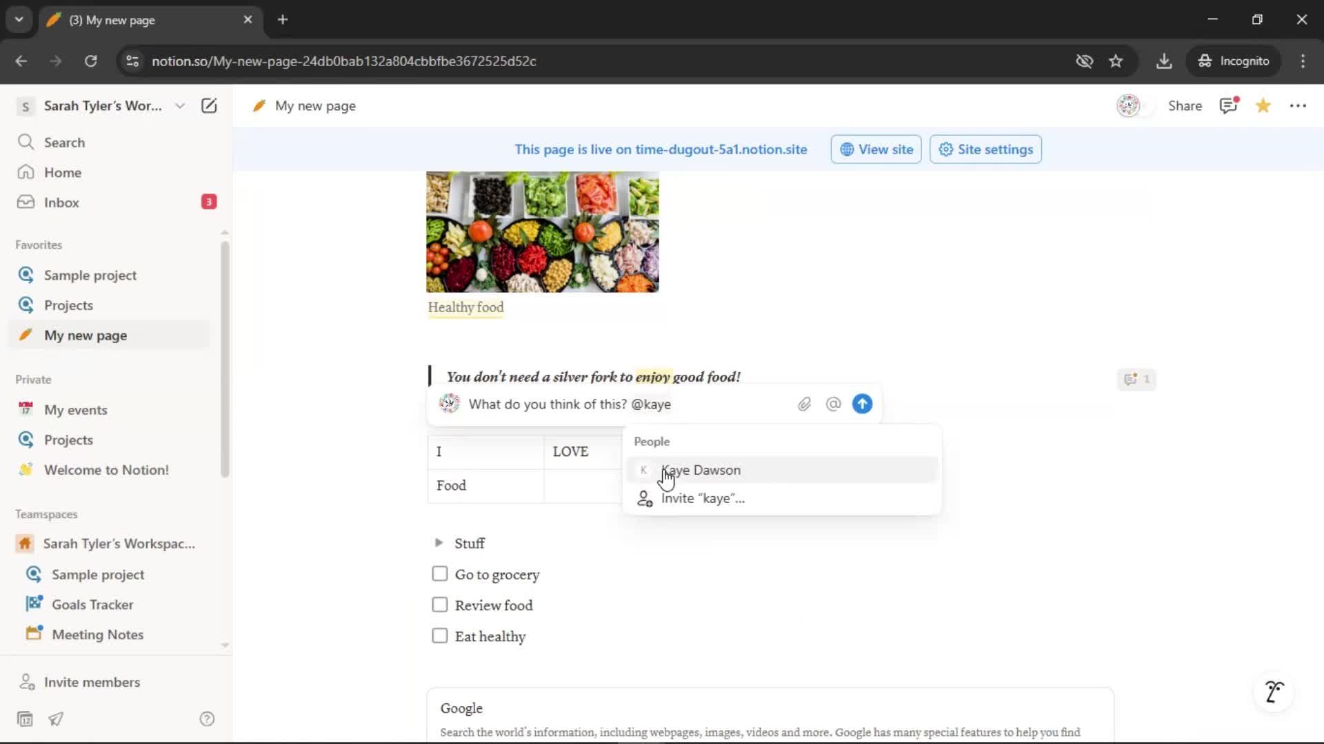 Commenting screenshot