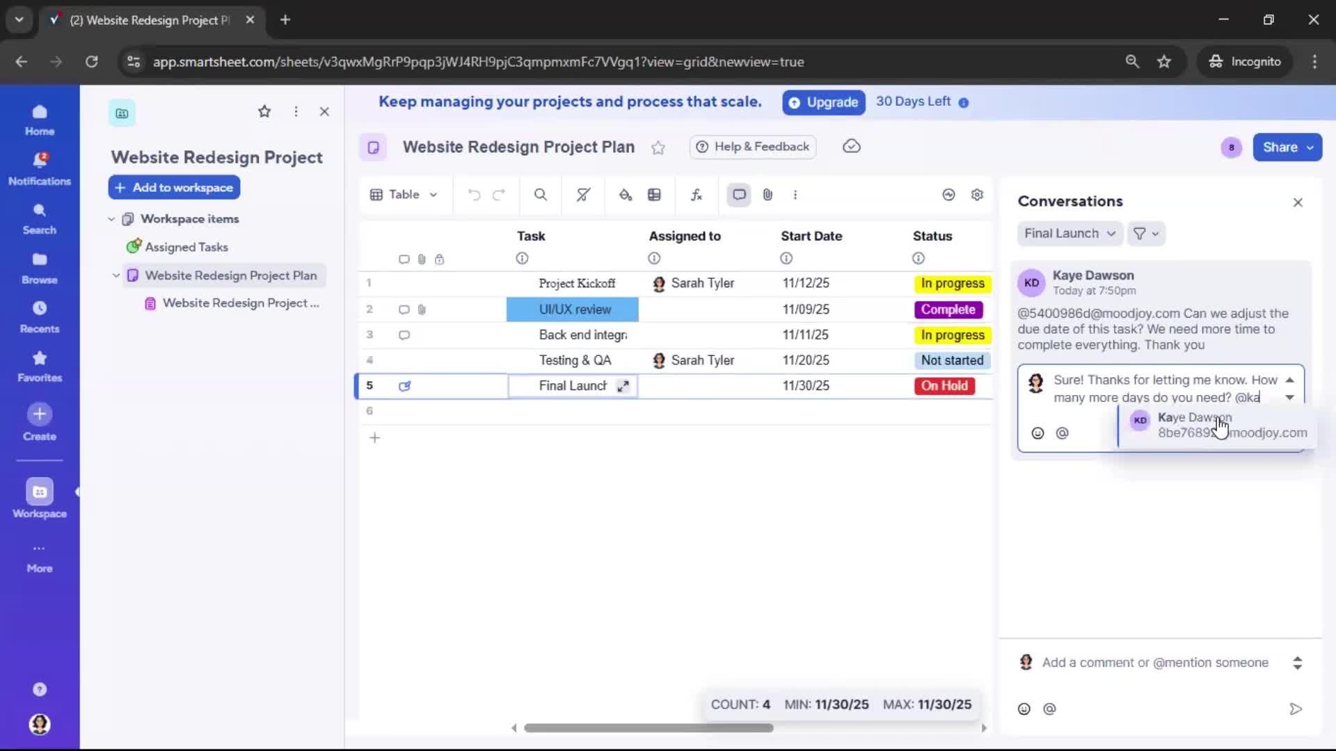 Commenting screenshot