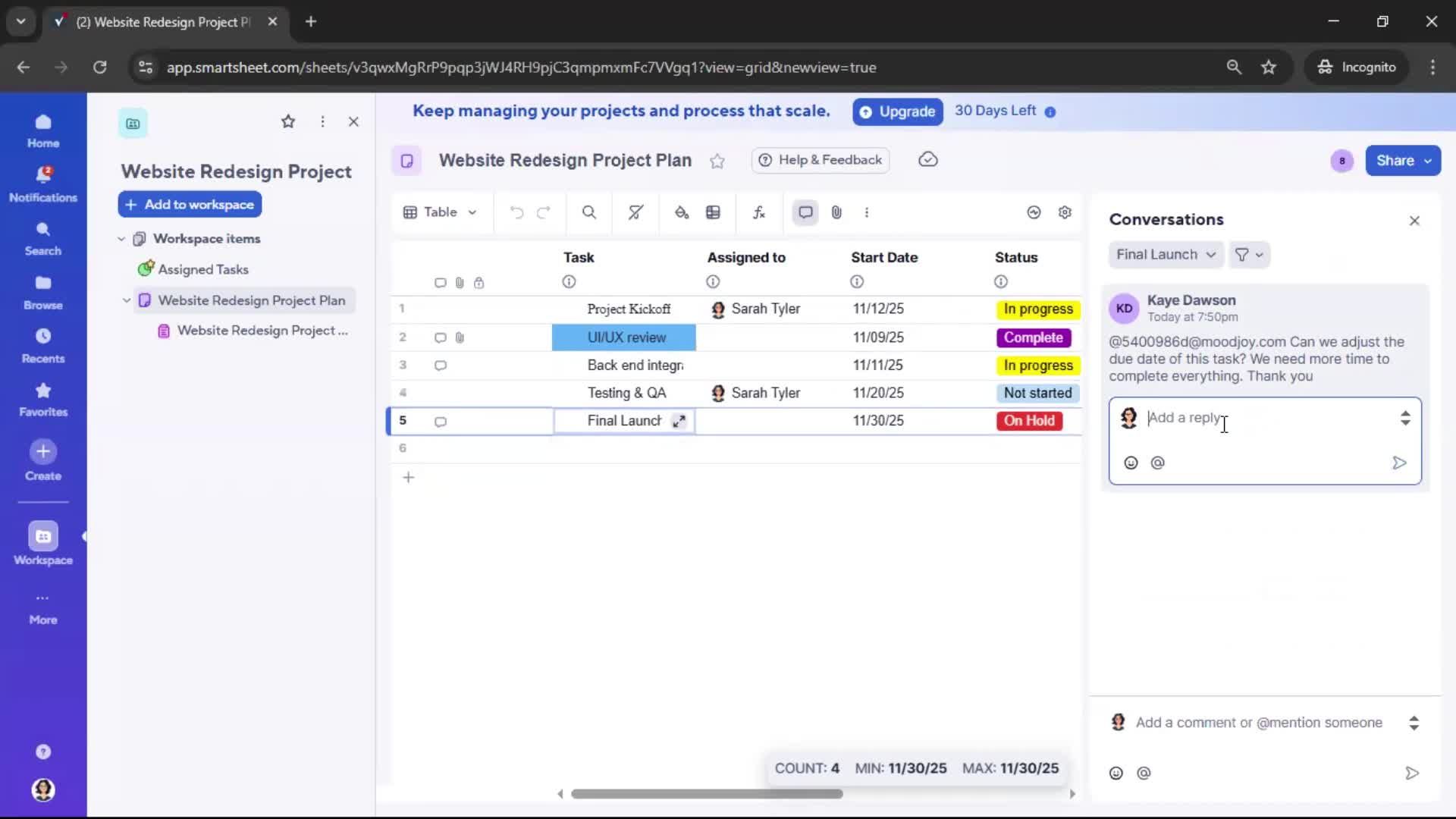 Commenting screenshot