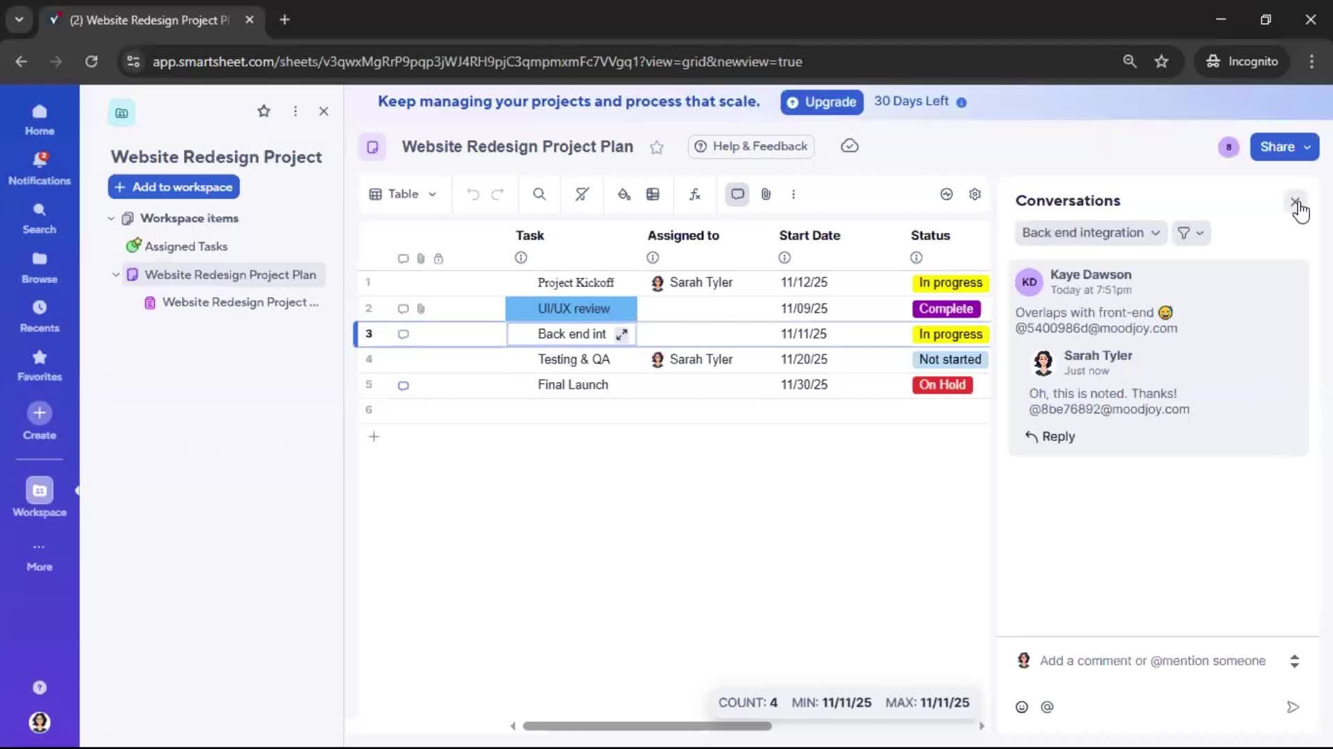Commenting screenshot