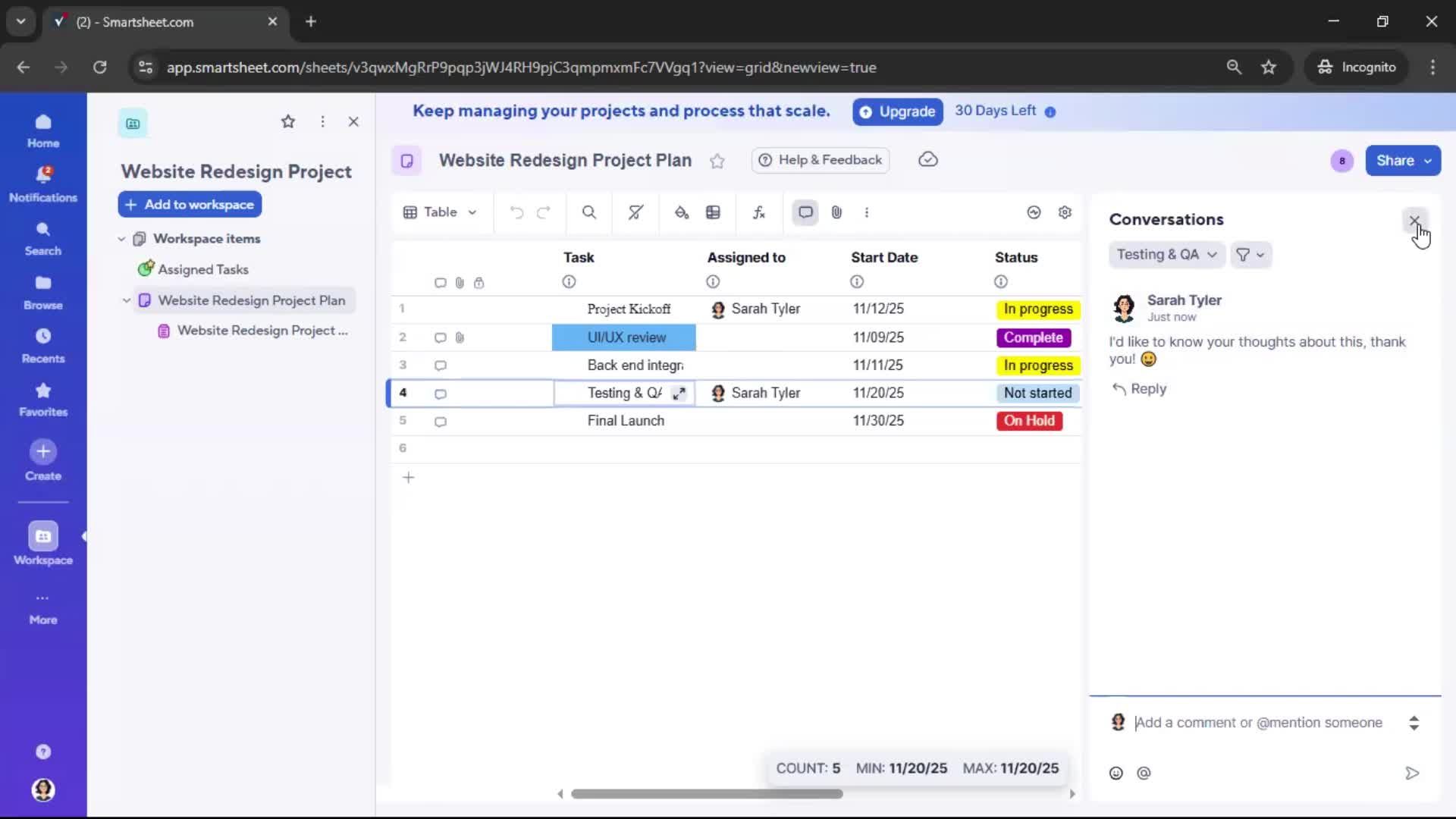 Commenting screenshot