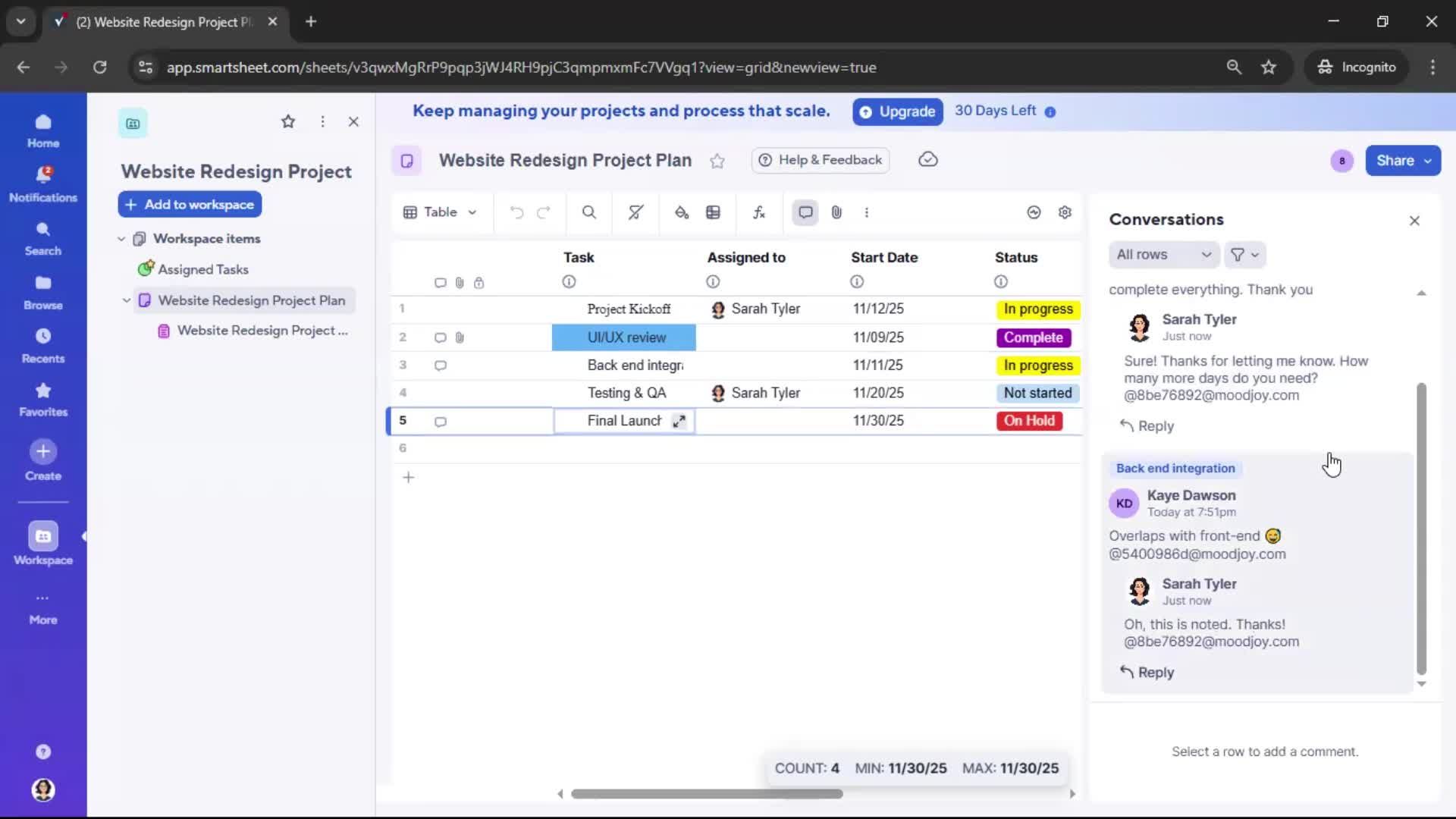 Commenting screenshot