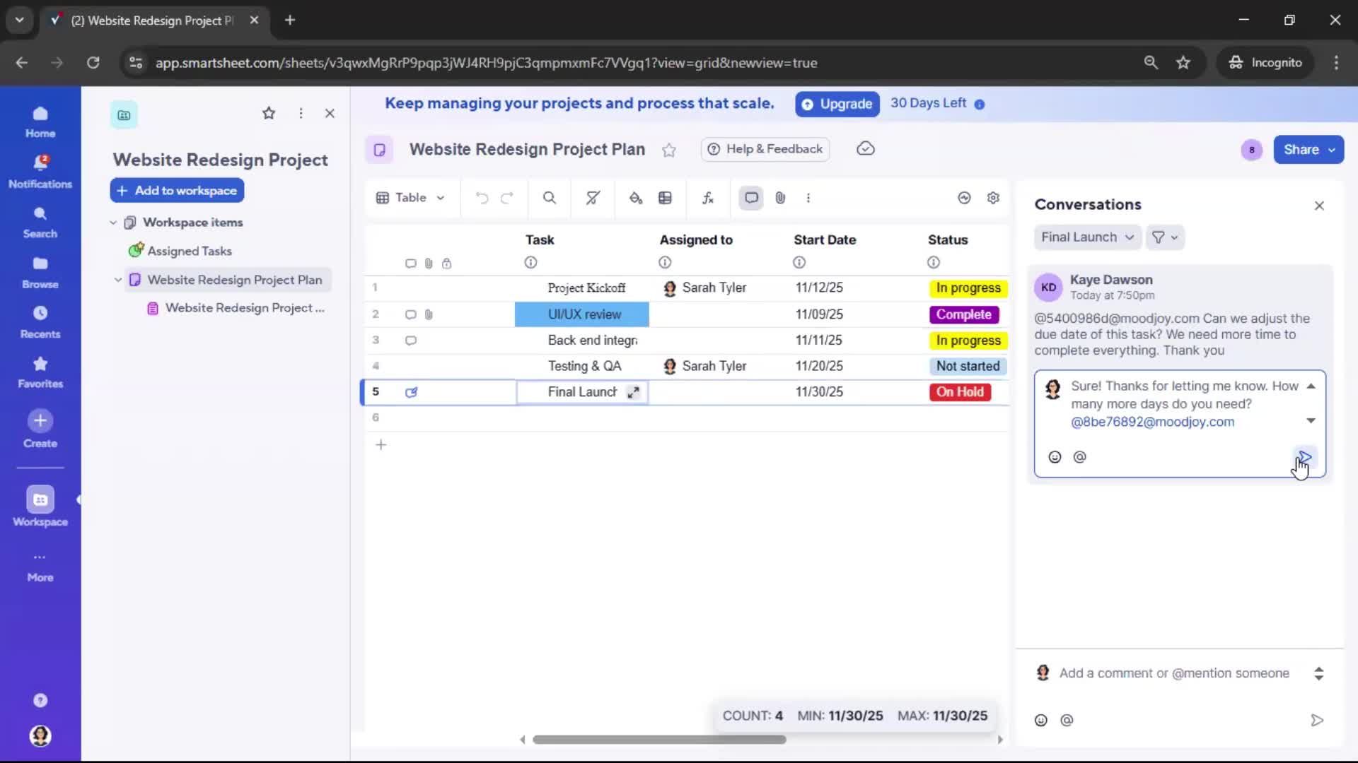 Commenting screenshot