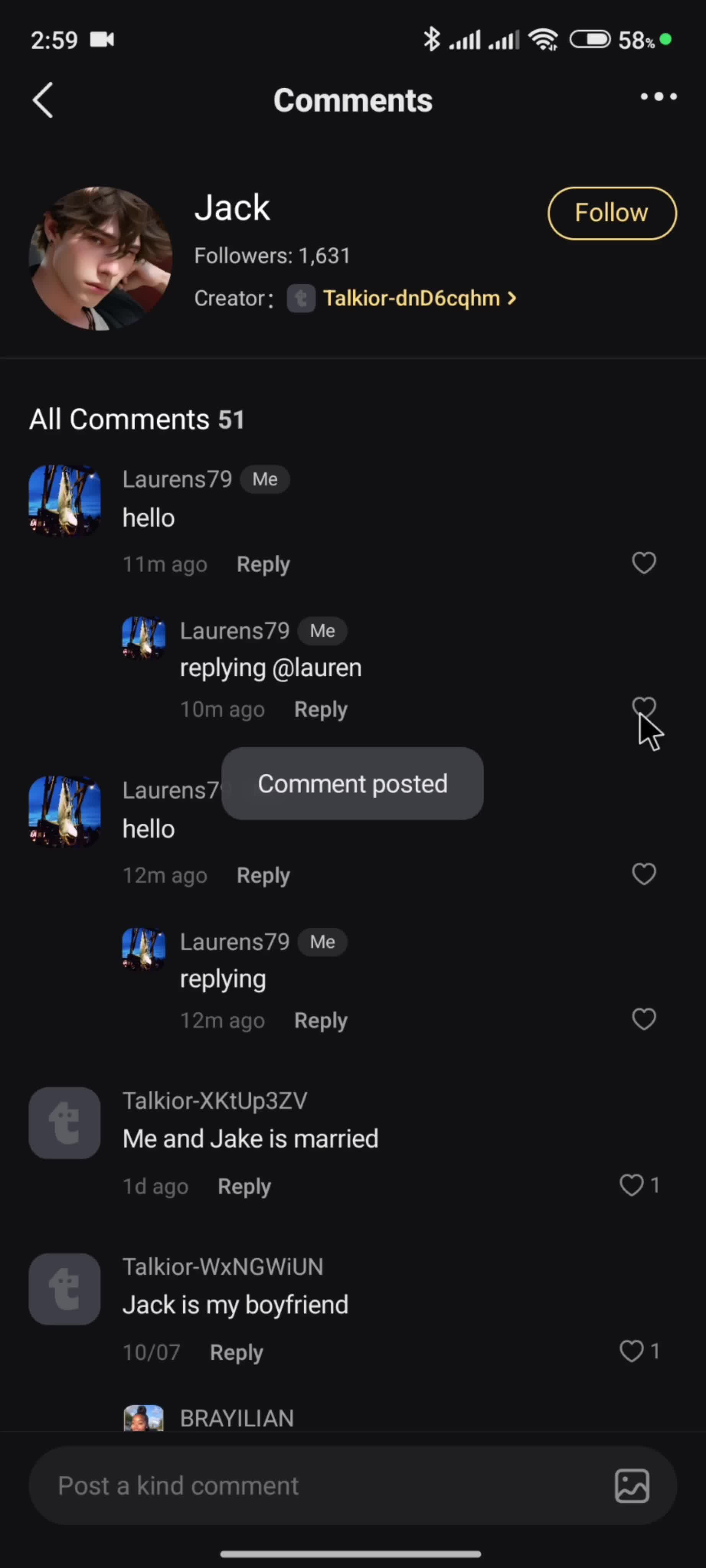 Commenting screenshot