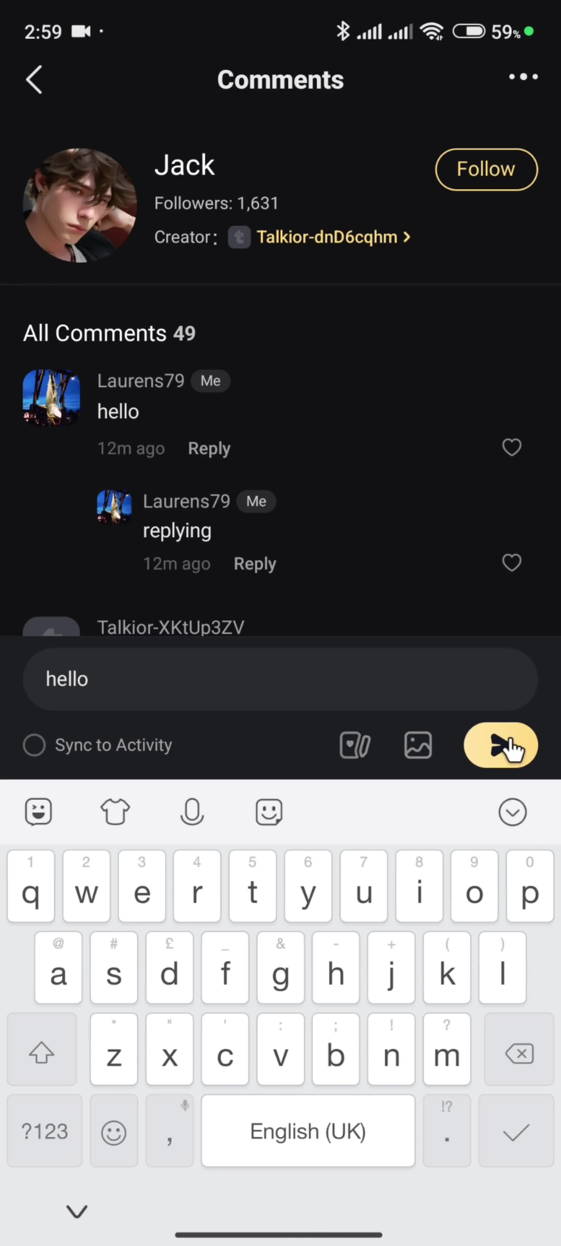 Commenting screenshot