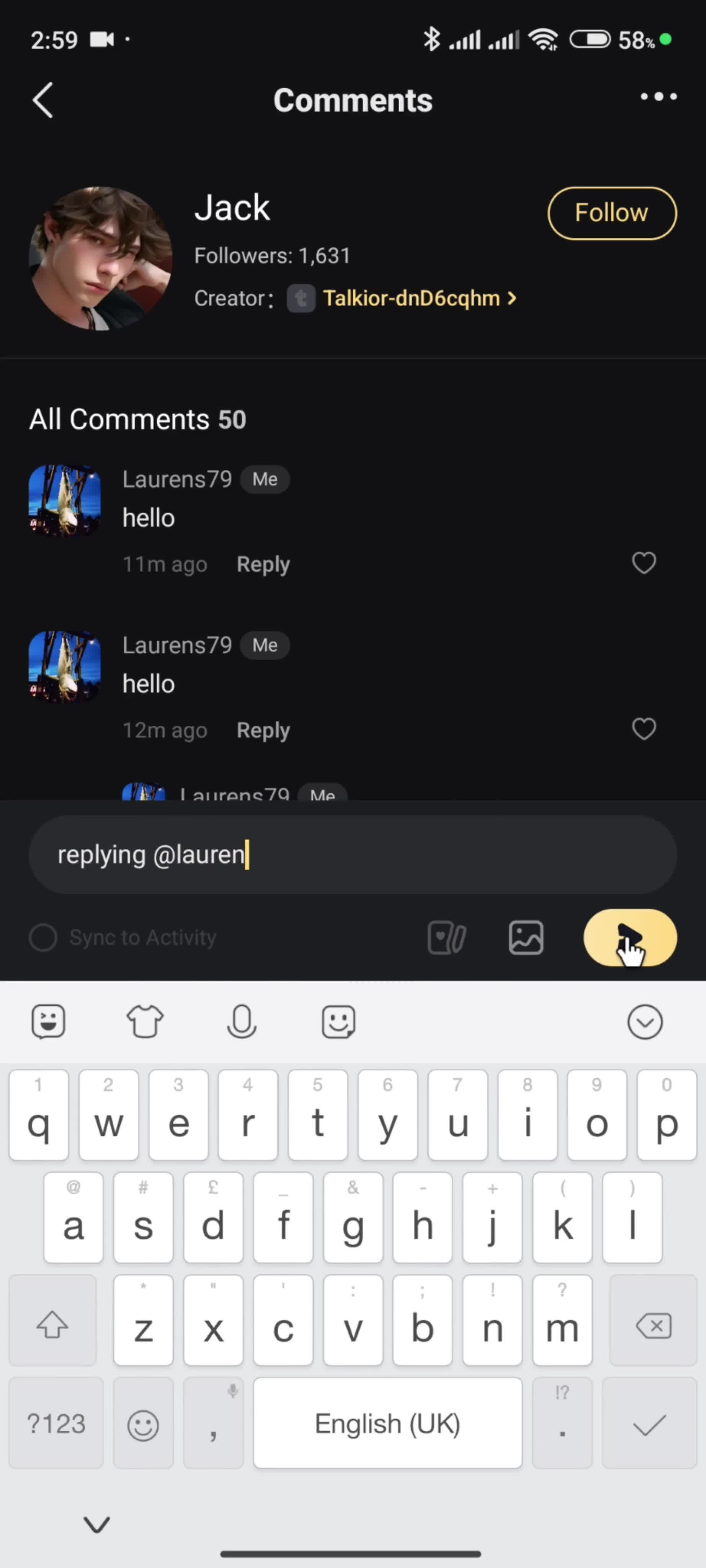 Commenting screenshot