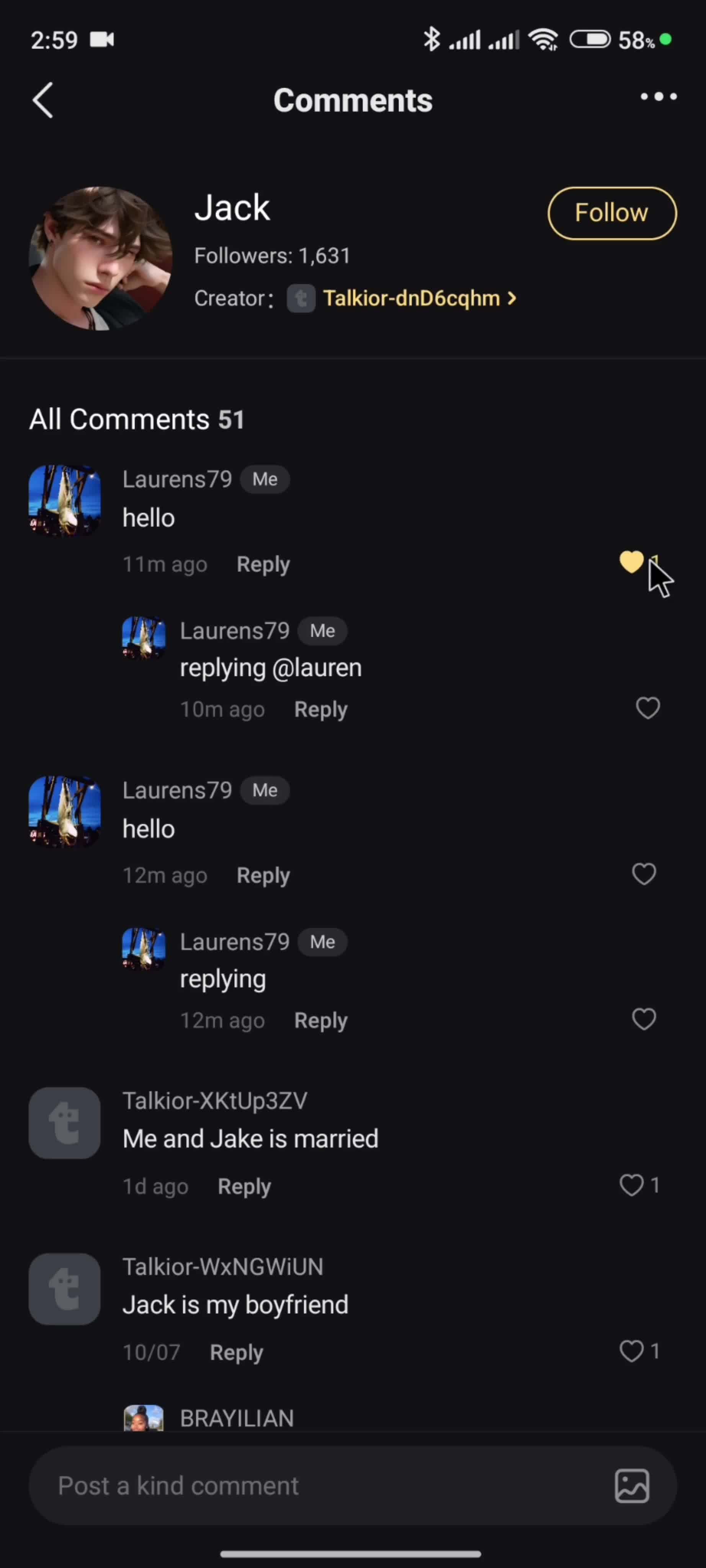Commenting screenshot