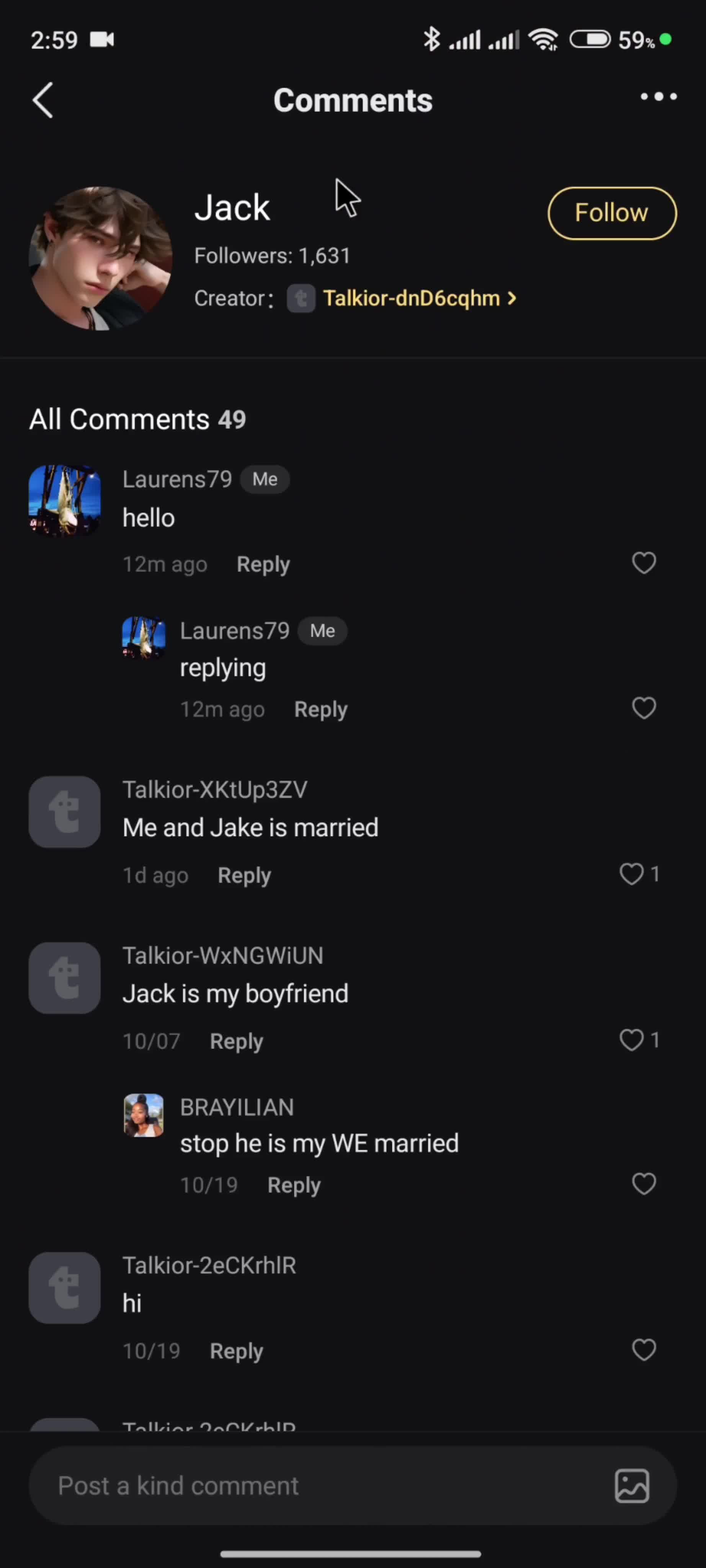 Commenting screenshot